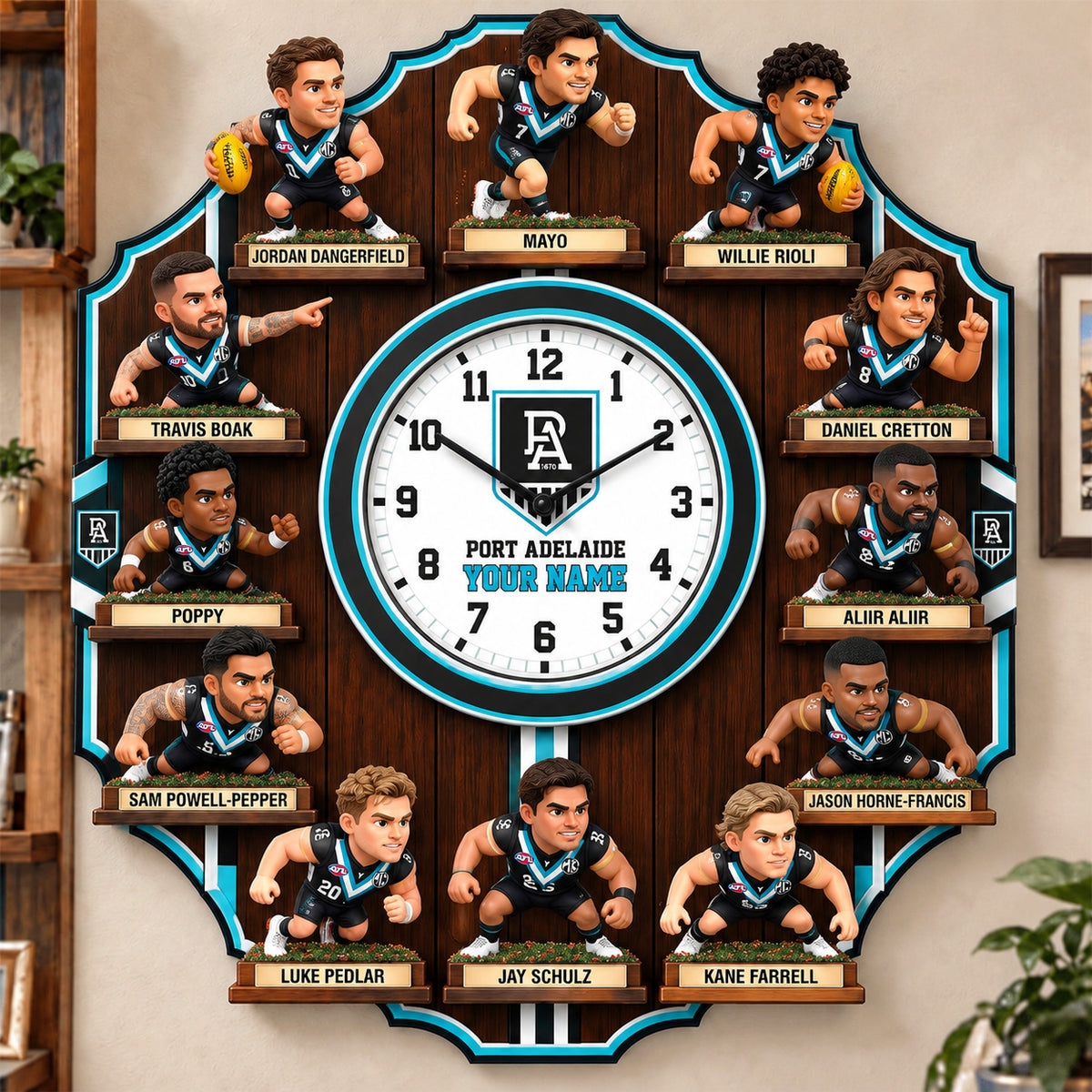 OFFICIAL AFL X PREMIUM PA 3D BESPOKE NAME Famous Players Acrylic Wall Clock For Home Decor EDITION