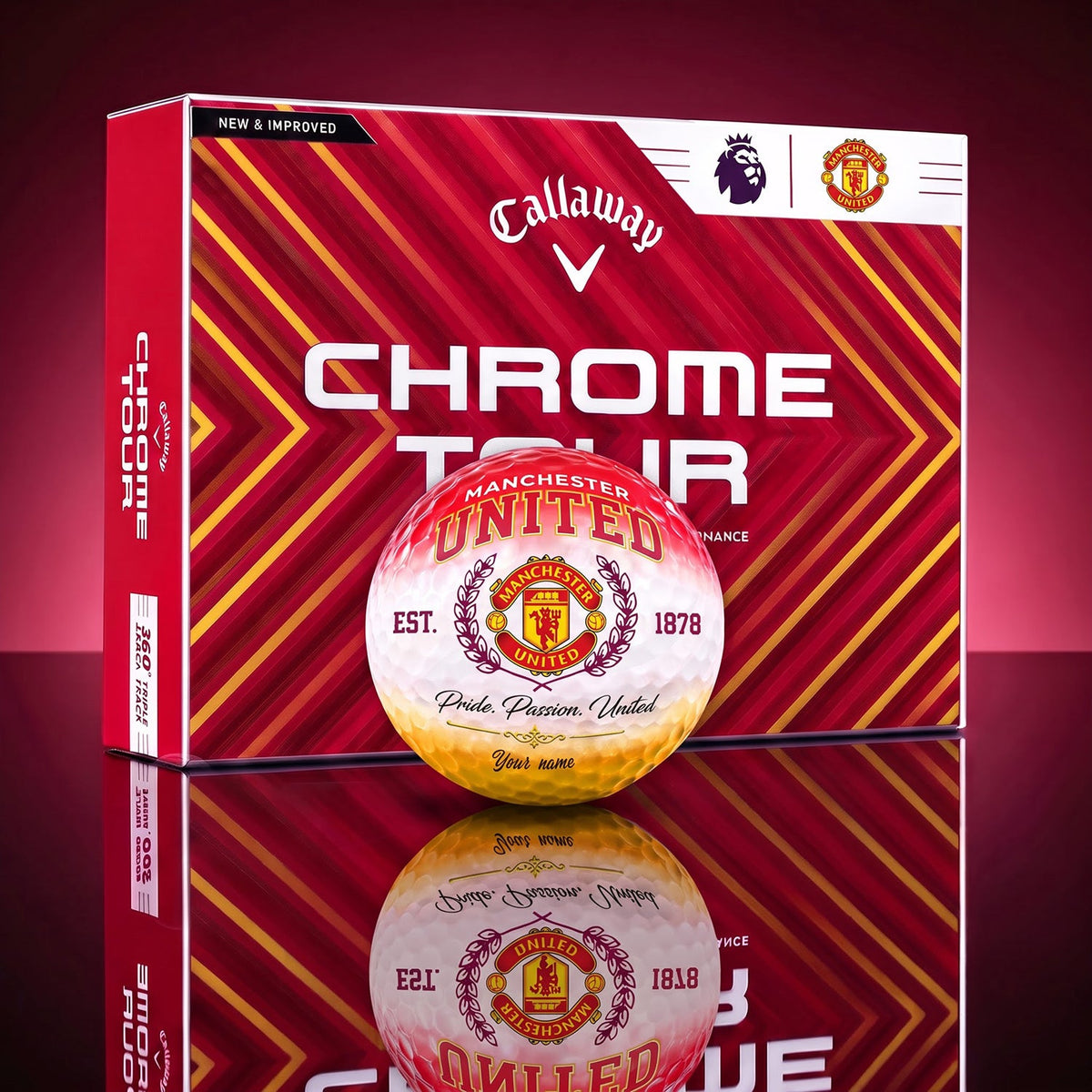 OFFICIAL CALLAWAY X PREMIUM EPL MU BESPOKE NAME GOLF BALL LIMITED EDITION