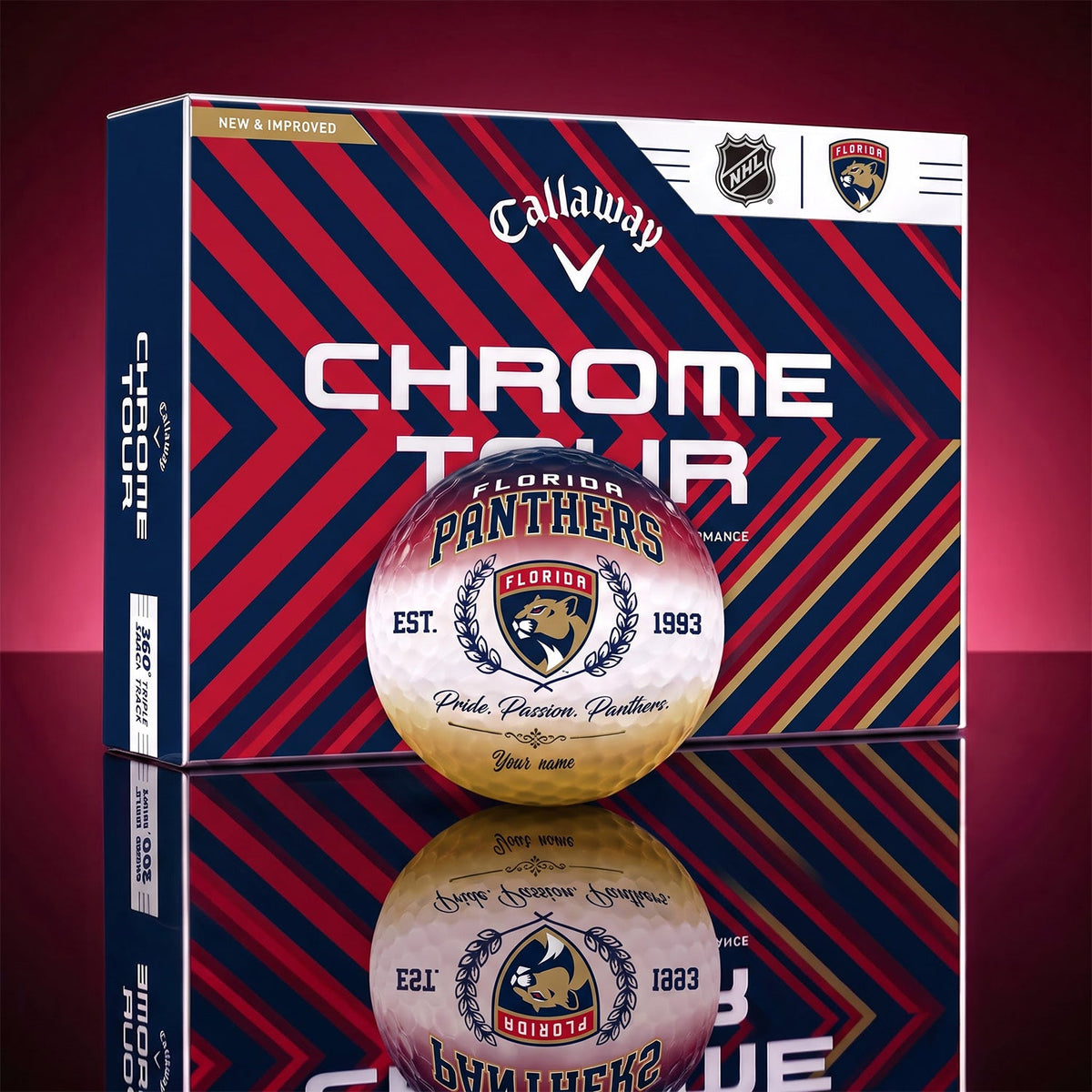 OFFICIAL CALLAWAY X PREMIUM NHL FP BESPOKE NAME GOLF BALL LIMITED EDITION