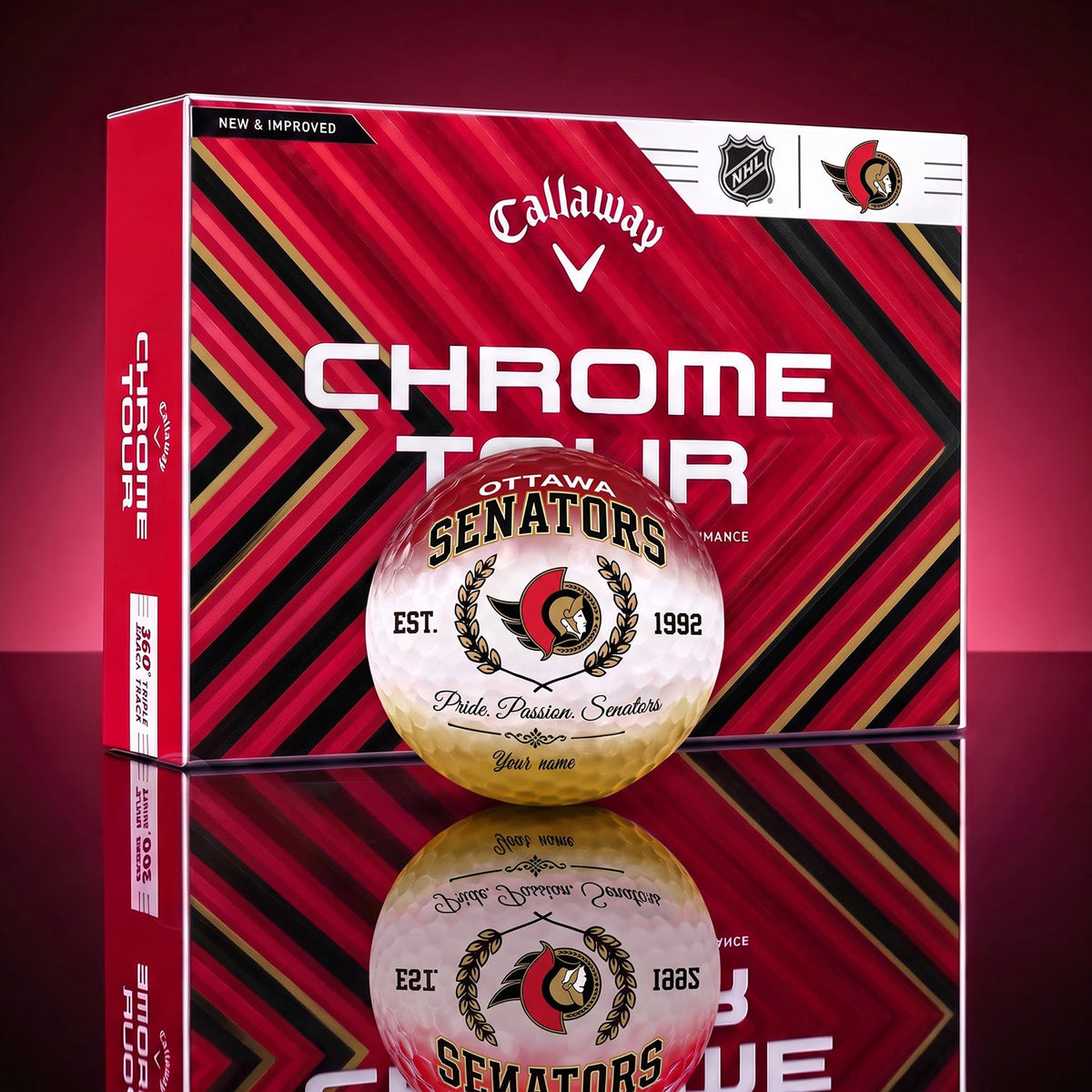 OFFICIAL CALLAWAY X PREMIUM NHL OS BESPOKE NAME GOLF BALL LIMITED EDITION