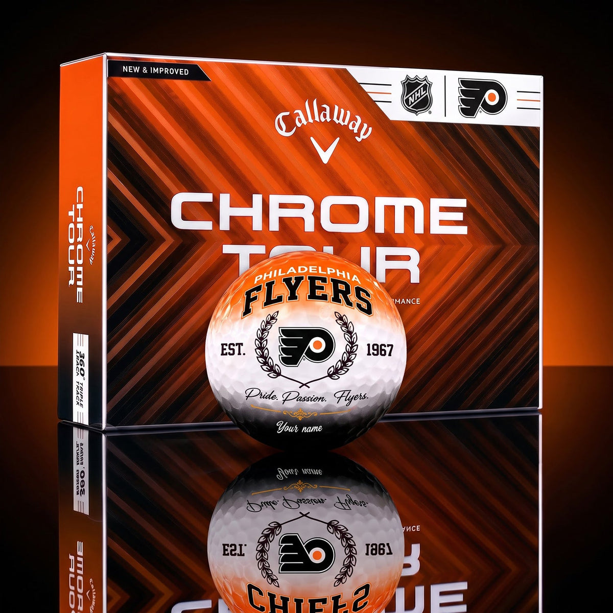 OFFICIAL CALLAWAY X PREMIUM NHL PF BESPOKE NAME GOLF BALL LIMITED EDITION