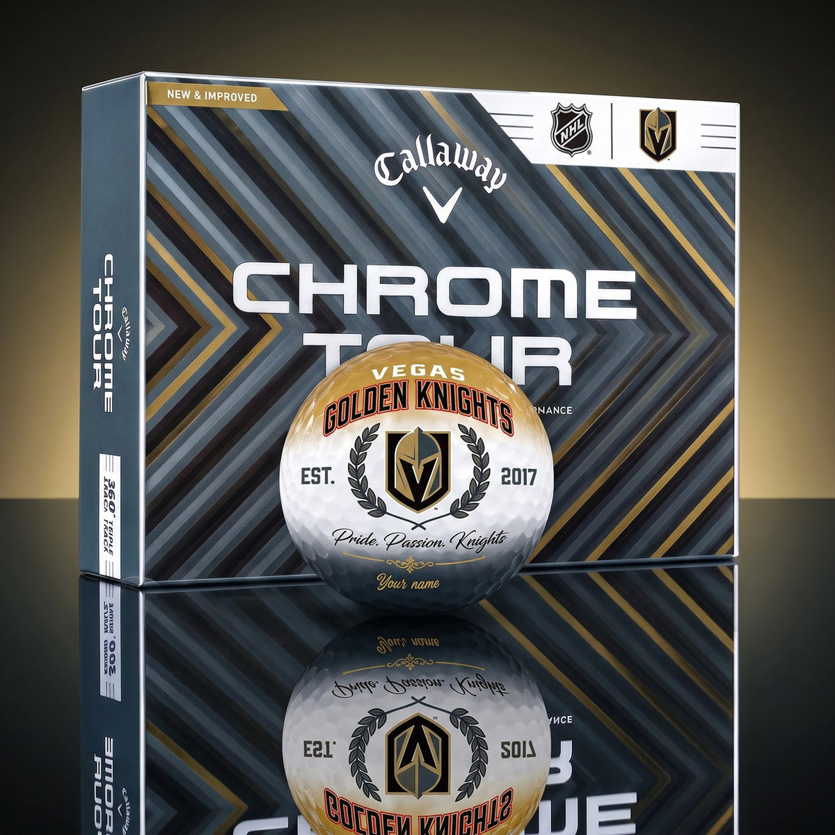 OFFICIAL CALLAWAY X PREMIUM NHL VGK BESPOKE NAME GOLF BALL LIMITED EDITION