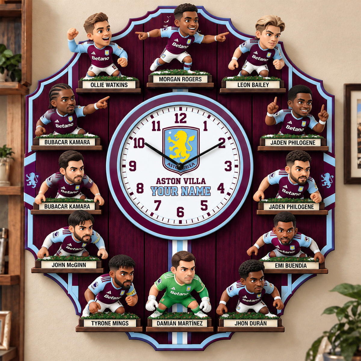 OFFICIAL EPL X PREMIUM AST 3D BESPOKE NAME Famous Players Acrylic Wall Clock For Home Decor EDITION