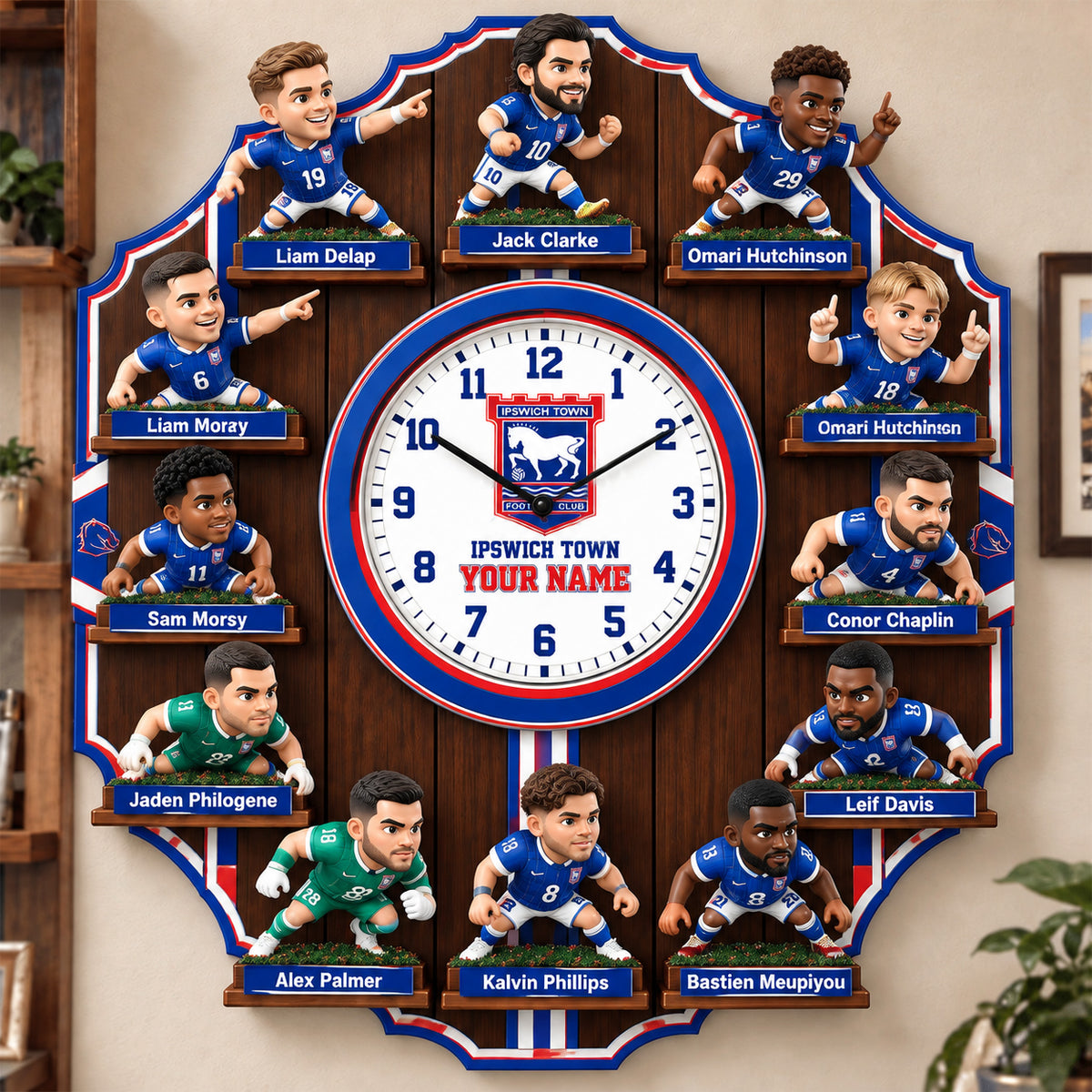 OFFICIAL EPL X PREMIUM IPS 3D BESPOKE NAME Famous Players Acrylic Wall Clock For Home Decor EDITION
