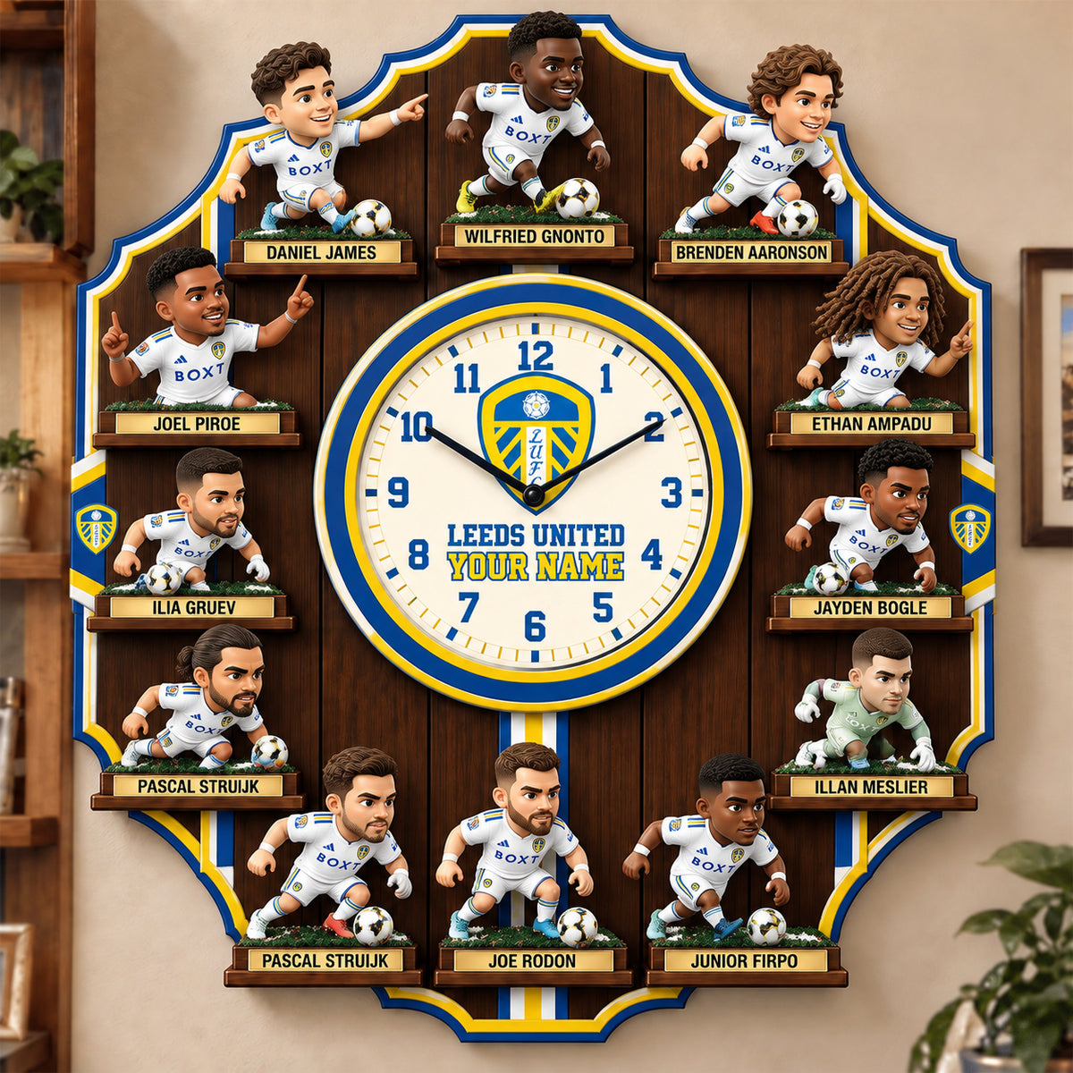 OFFICIAL EPL X PREMIUM LEE 3D BESPOKE NAME Famous Players Acrylic Wall Clock For Home Decor EDITION