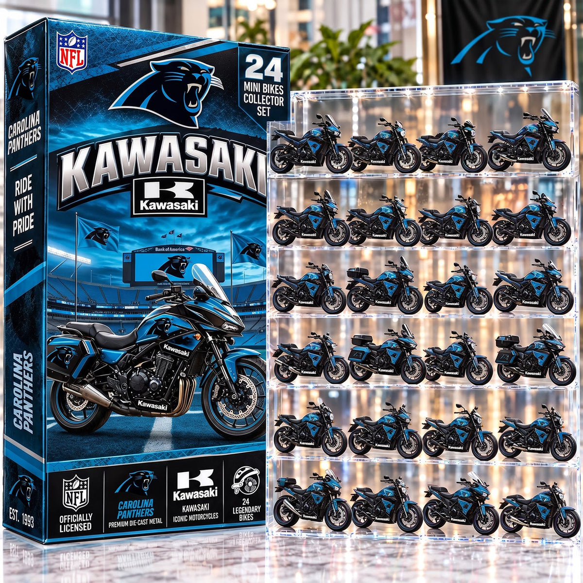 OFFICIAL KAWASAKI X PREMIUM NFL CAR 24DAYS ADVENT CALENDER AMAZING TRIP RACING MOTOR FOR FAN LIMITED EDITION