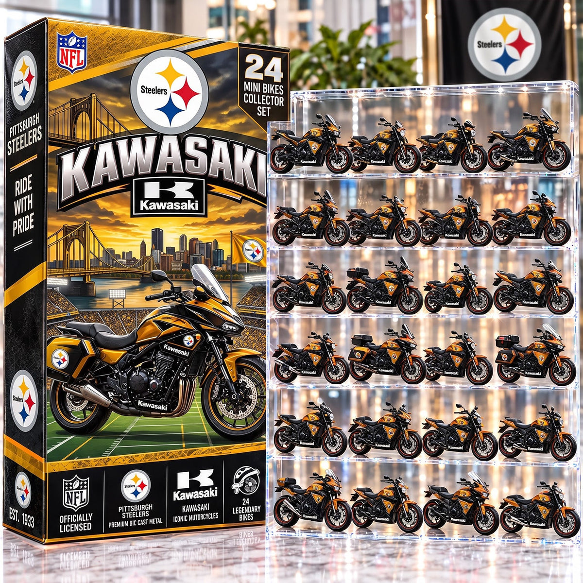 OFFICIAL KAWASAKI X PREMIUM NFL PIT 24DAYS ADVENT CALENDER AMAZING TRIP RACING MOTOR FOR FAN LIMITED EDITION