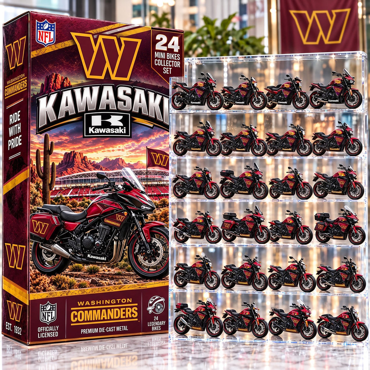 OFFICIAL KAWASAKI X PREMIUM NFL WAS 24DAYS ADVENT CALENDER AMAZING TRIP RACING MOTOR FOR FAN LIMITED EDITION