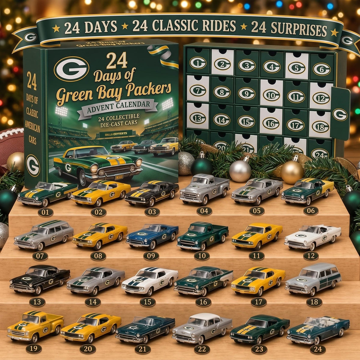 OFFICIAL NFL X PREMIUM GB 24DAYS ADVENT CALENDER AMAZING TRIP RACING CAR FOR FAN LIMITED EDITION