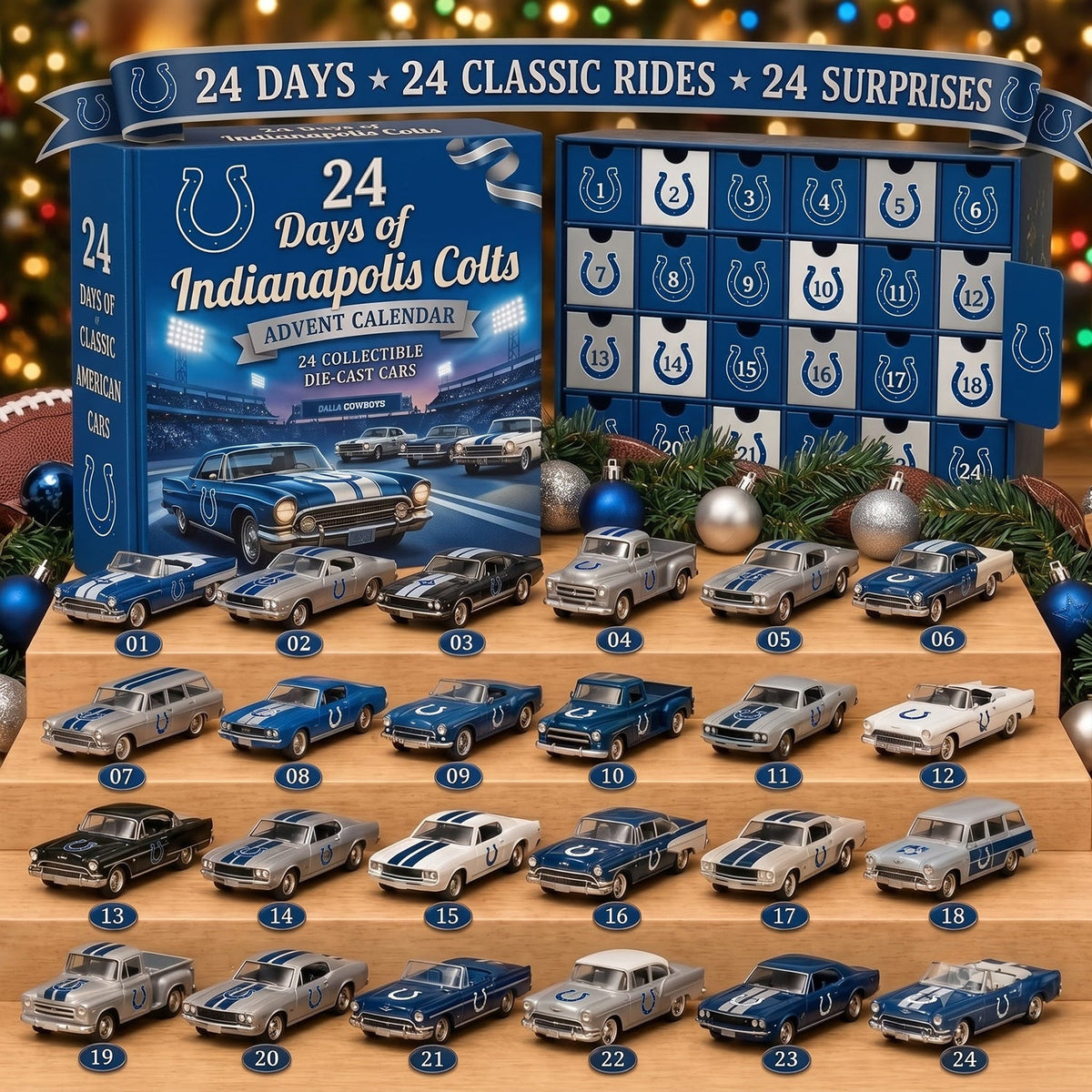 OFFICIAL NFL X PREMIUM IND 24DAYS ADVENT CALENDER AMAZING TRIP RACING CAR FOR FAN LIMITED EDITION