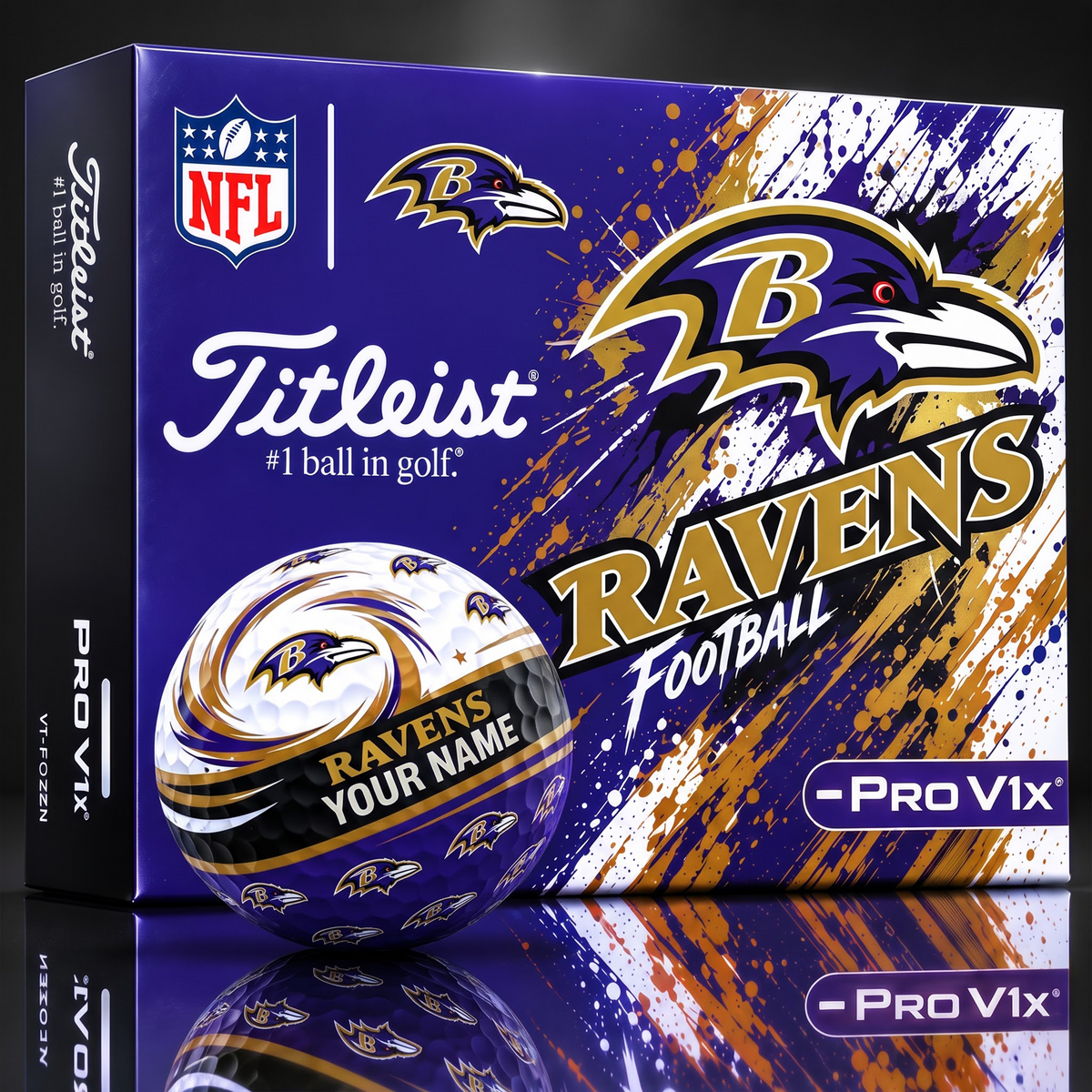 OFFICIAL NFL X TITLIEST PREMIUM BR EXCLUSIVE TIE-DYE PAINT CUSTOME NAME GOLF BALL TOURNAMENT EDITION