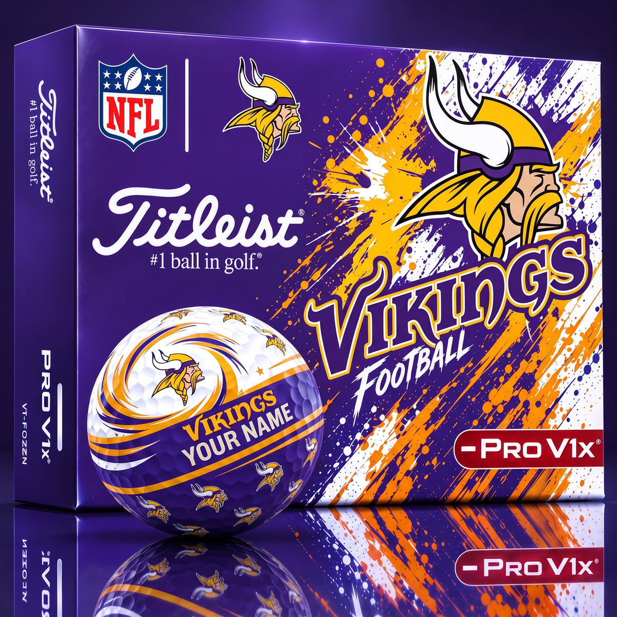 OFFICIAL NFL X TITLIEST PREMIUM MV EXCLUSIVE TIE-DYE PAINT CUSTOME NAME GOLF BALL TOURNAMENT EDITION