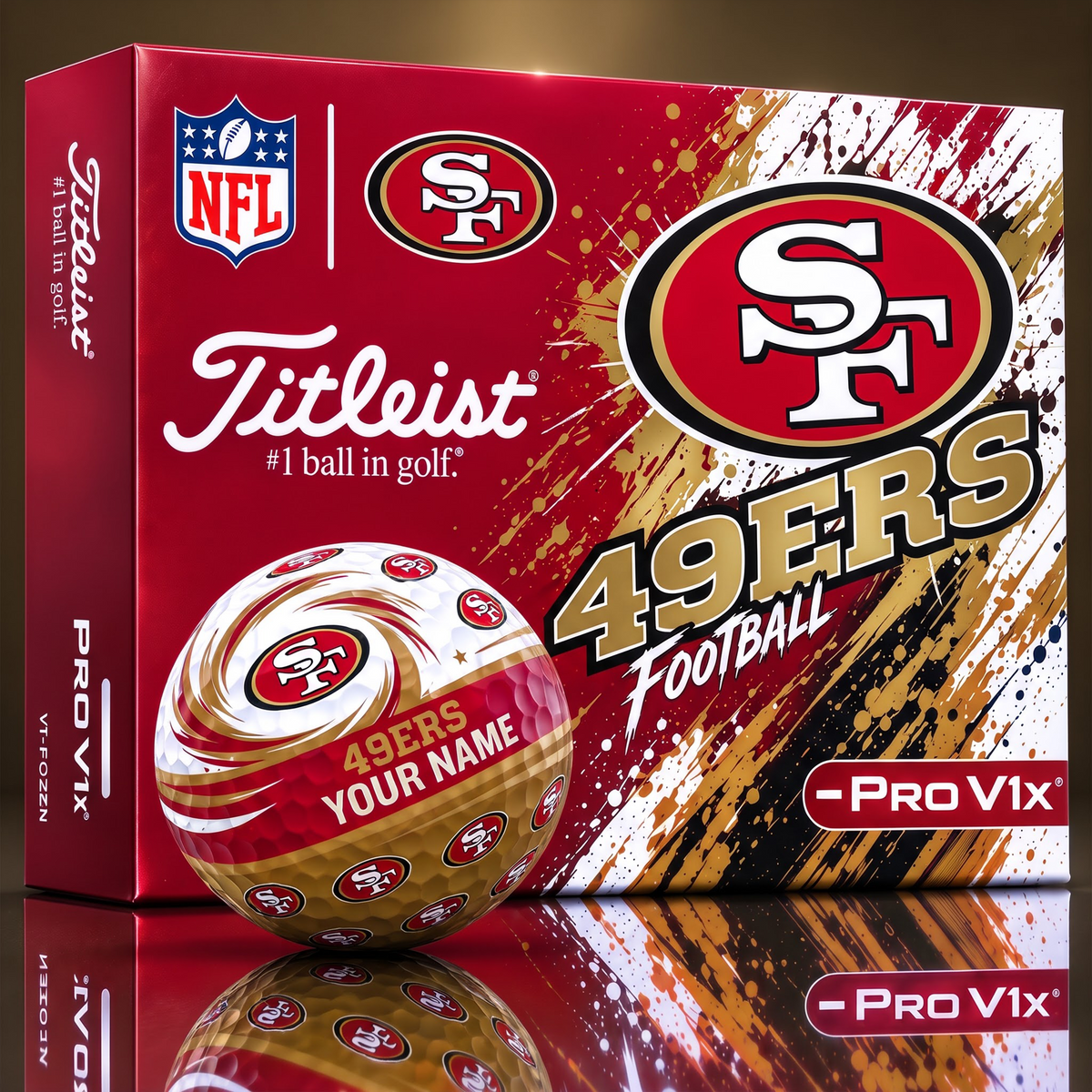 OFFICIAL NFL X TITLIEST PREMIUM SF EXCLUSIVE TIE-DYE PAINT CUSTOME NAME GOLF BALL TOURNAMENT EDITION