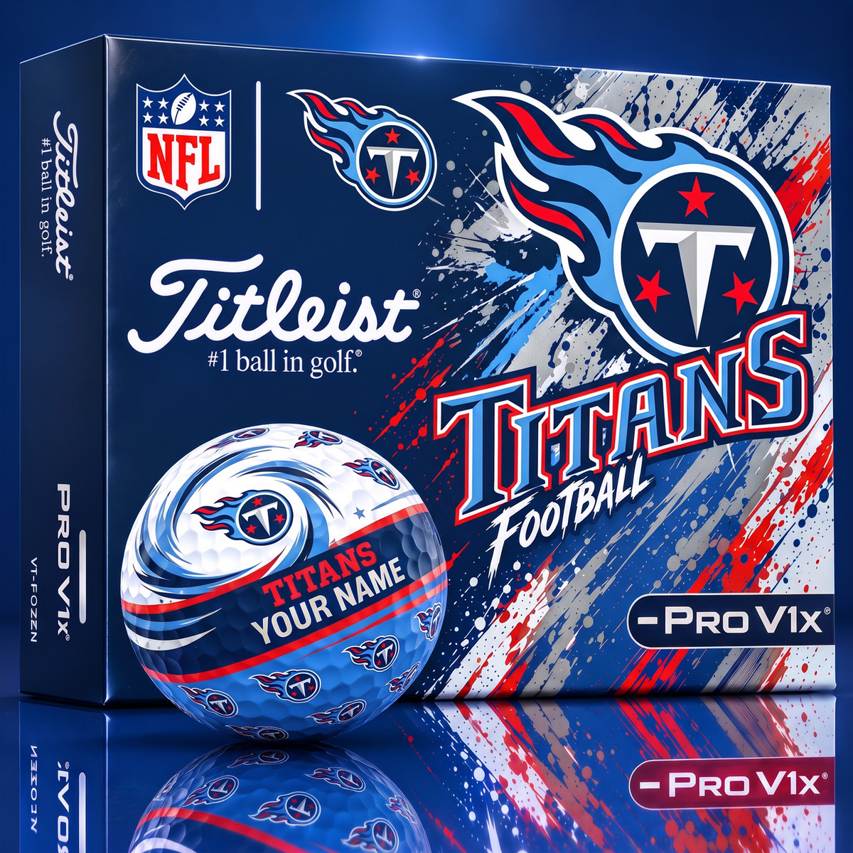 OFFICIAL NFL X TITLIEST PREMIUM TT EXCLUSIVE TIE-DYE PAINT CUSTOME NAME GOLF BALL TOURNAMENT EDITION