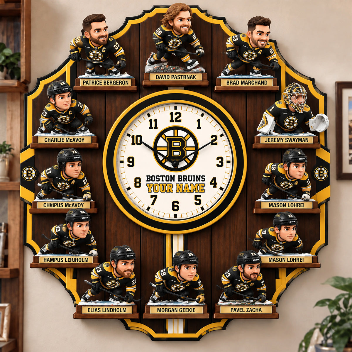 OFFICIAL NHL X PREMIUM BB 3D BESPOKE NAME Famous Players Acrylic Wall Clock For Home Decor EDITION