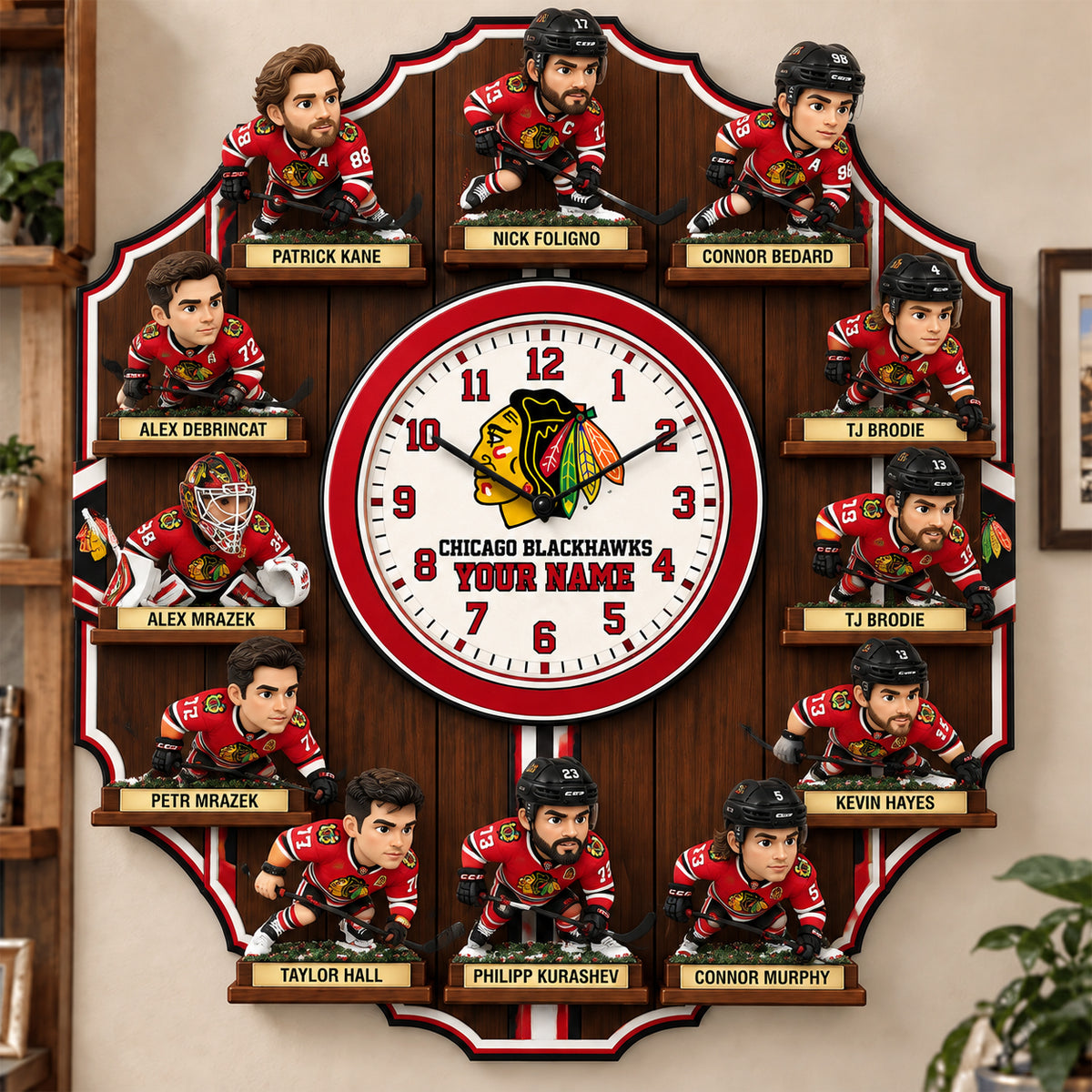 OFFICIAL NHL X PREMIUM CB 3D BESPOKE NAME Famous Players Acrylic Wall Clock For Home Decor EDITION