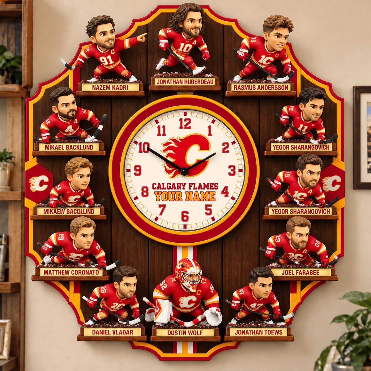 OFFICIAL NHL X PREMIUM CF 3D BESPOKE NAME Famous Players Acrylic Wall Clock For Home Decor EDITION