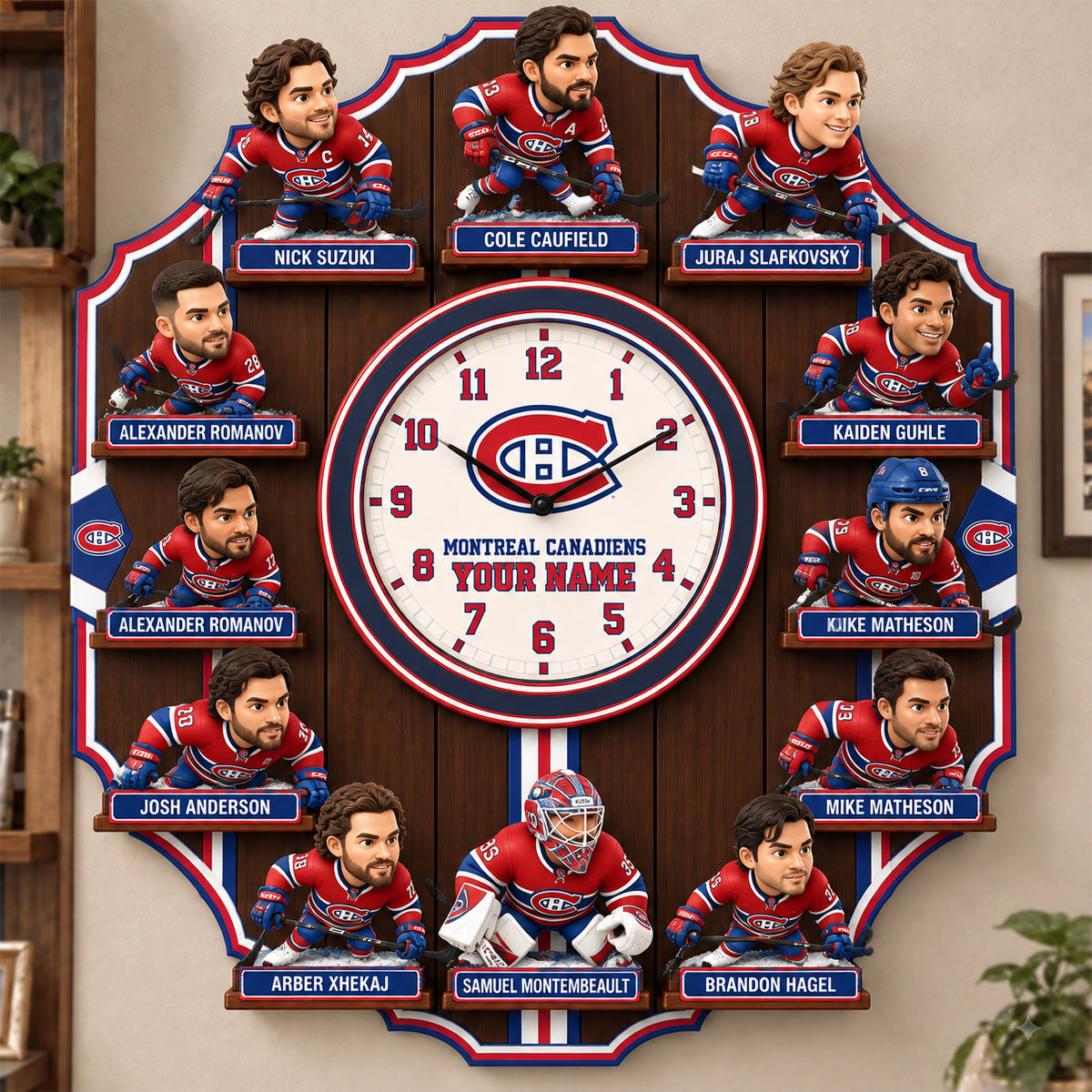 OFFICIAL NHL X PREMIUM MC 3D BESPOKE NAME Famous Players Acrylic Wall Clock For Home Decor EDITION