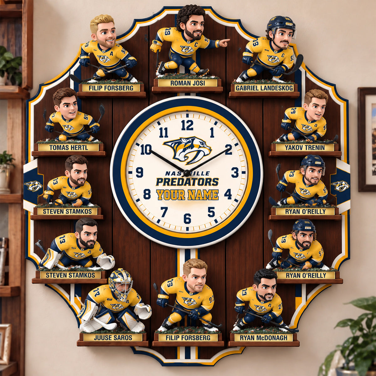 OFFICIAL NHL X PREMIUM NP 3D BESPOKE NAME Famous Players Acrylic Wall Clock For Home Decor EDITION