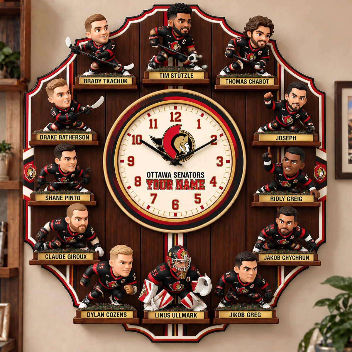 OFFICIAL NHL X PREMIUM OS 3D BESPOKE NAME Famous Players Acrylic Wall Clock For Home Decor EDITION