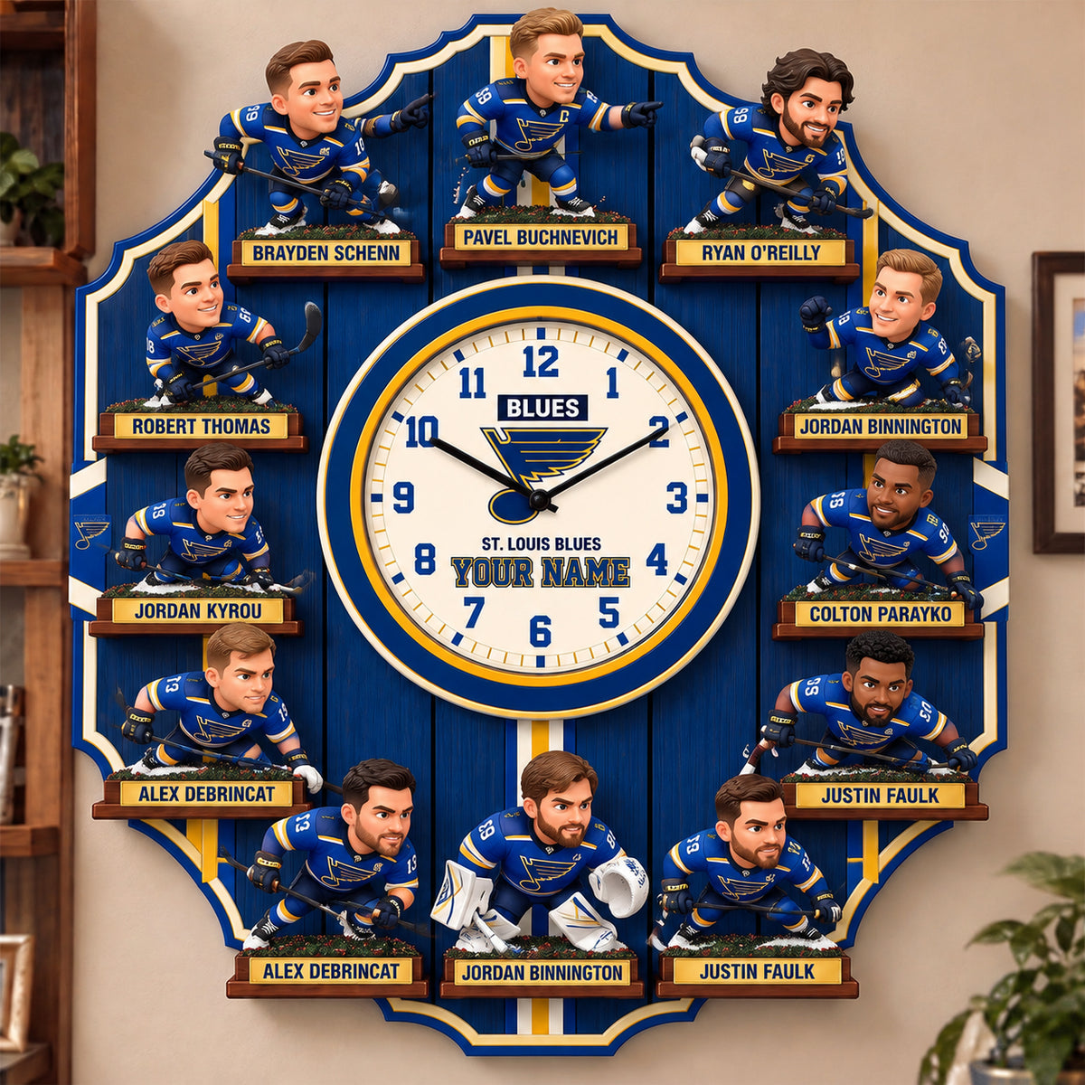 OFFICIAL NHL X PREMIUM SLB 3D BESPOKE NAME Famous Players Acrylic Wall Clock For Home Decor EDITION