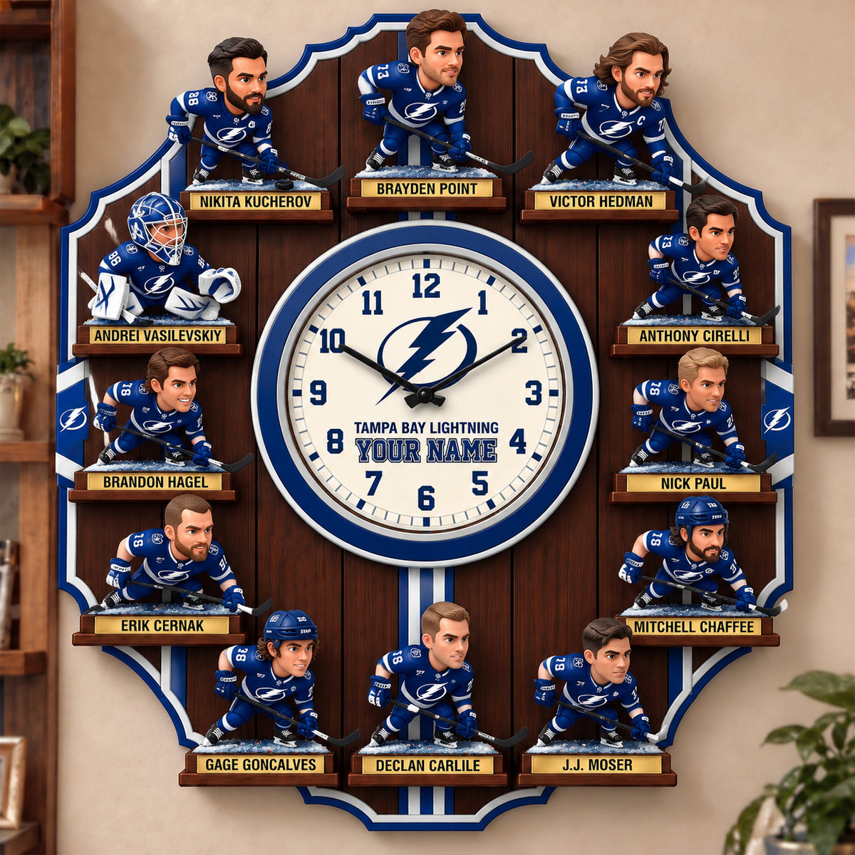 OFFICIAL NHL X PREMIUM TBL 3D BESPOKE NAME Famous Players Acrylic Wall Clock For Home Decor EDITION