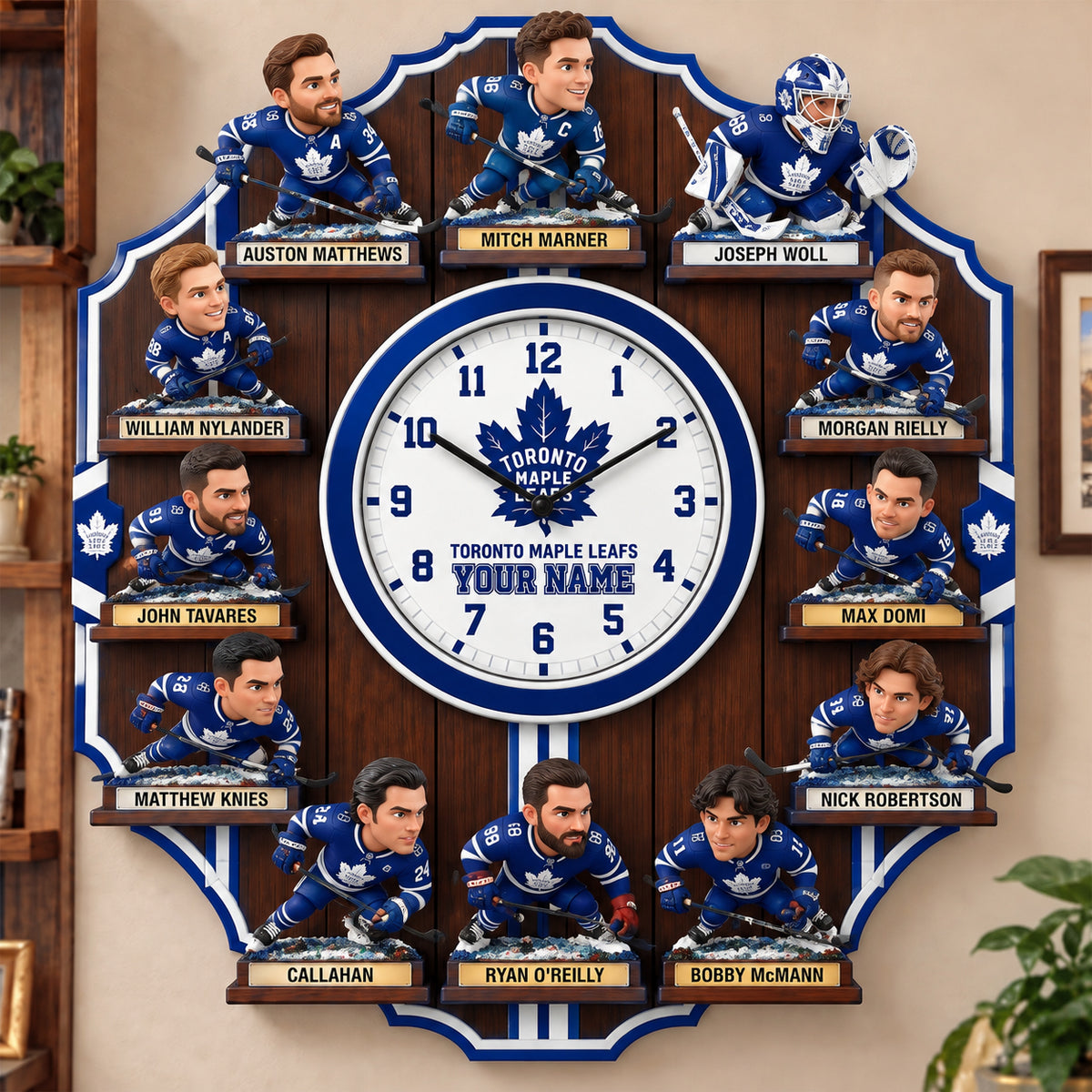 OFFICIAL NHL X PREMIUM TML 3D BESPOKE NAME Famous Players Acrylic Wall Clock For Home Decor EDITION