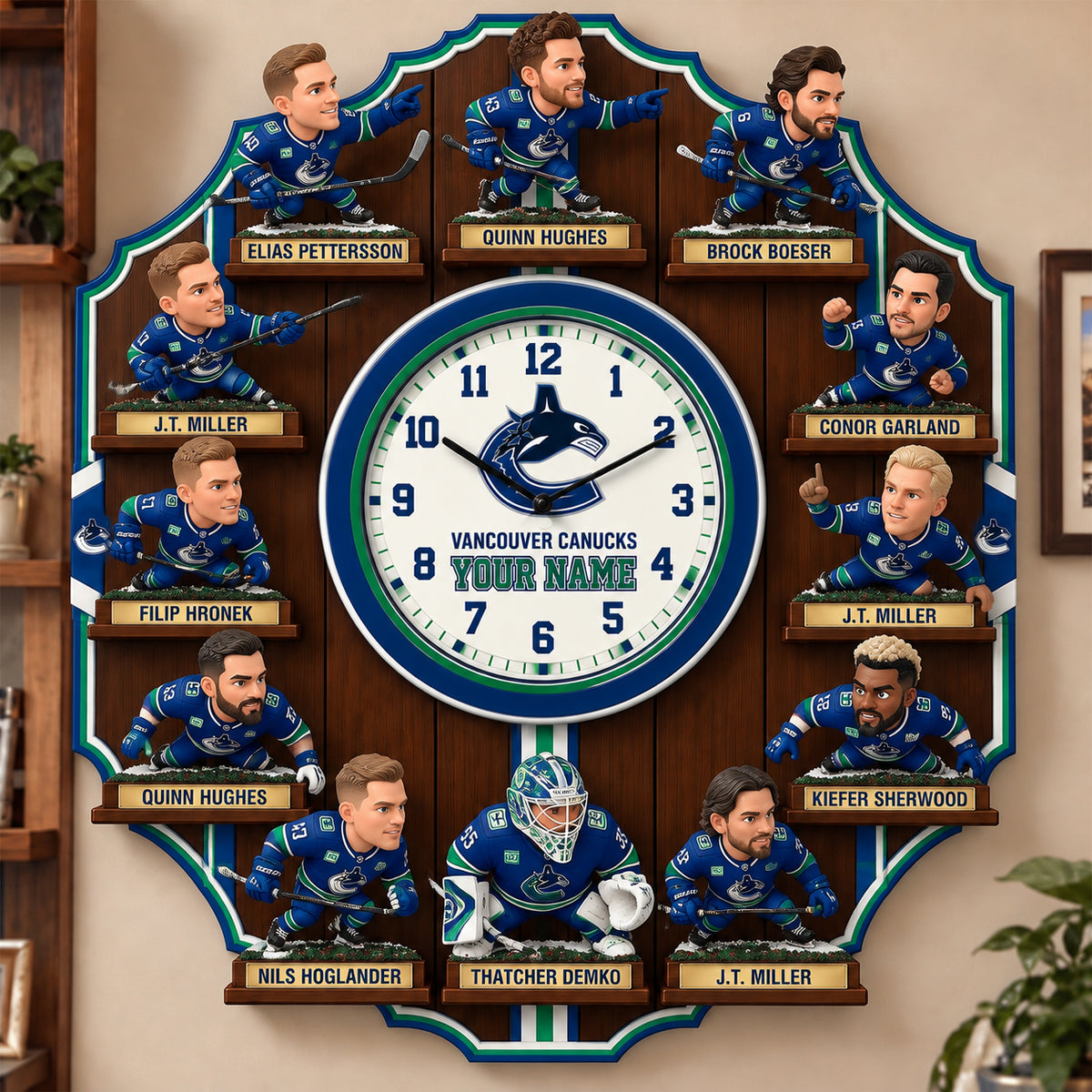 OFFICIAL NHL X PREMIUM VC 3D BESPOKE NAME Famous Players Acrylic Wall Clock For Home Decor EDITION