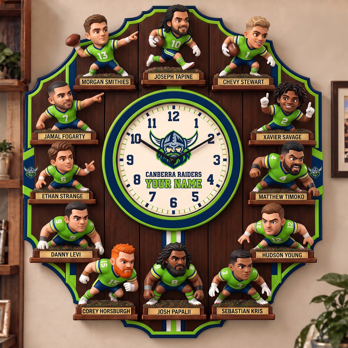 OFFICIAL NRL X PREMIUM CR 3D BESPOKE NAME Famous Players Acrylic Wall Clock For Home Decor EDITION