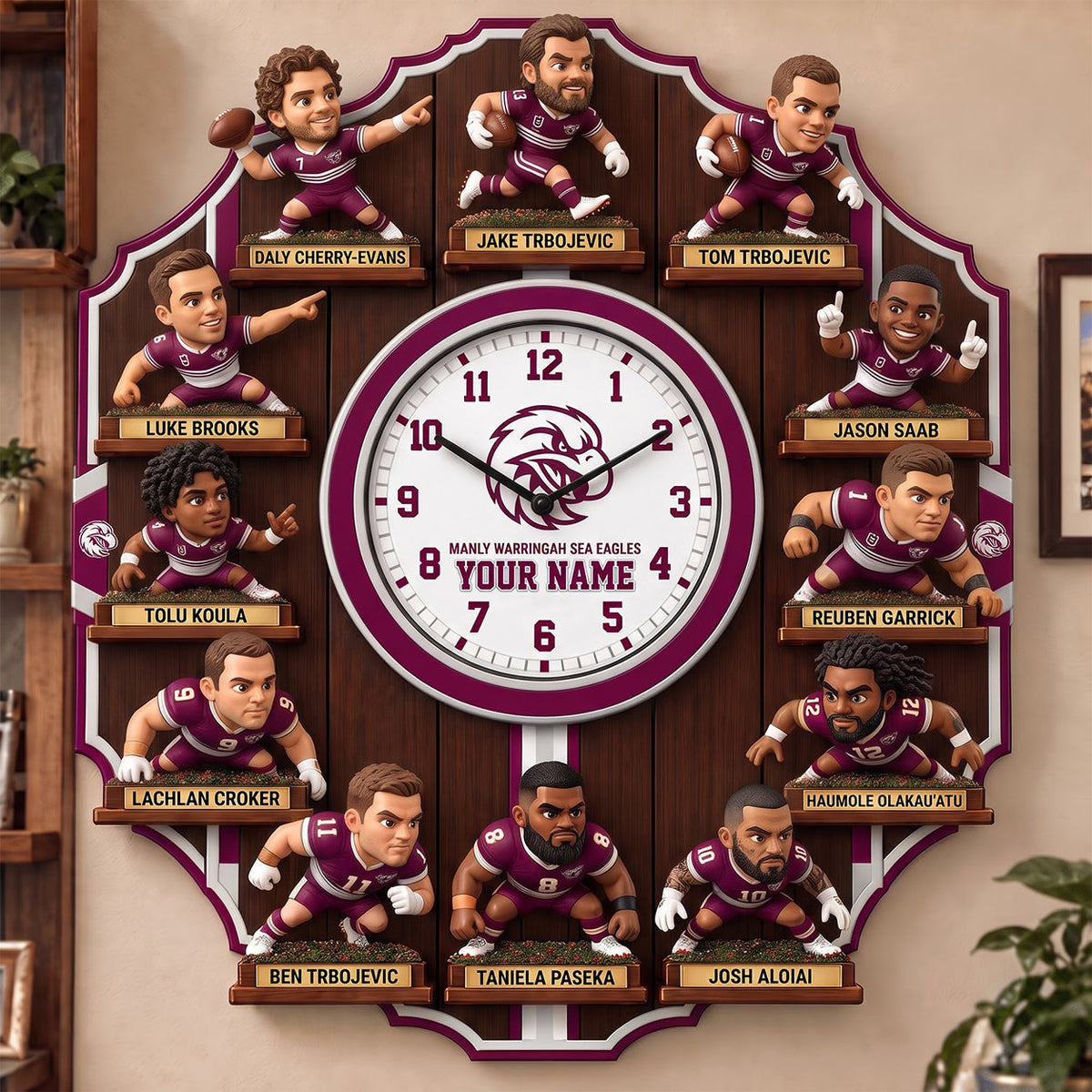 OFFICIAL NRL X PREMIUM MWSE 3D BESPOKE NAME Famous Players Acrylic Wall Clock For Home Decor EDITION