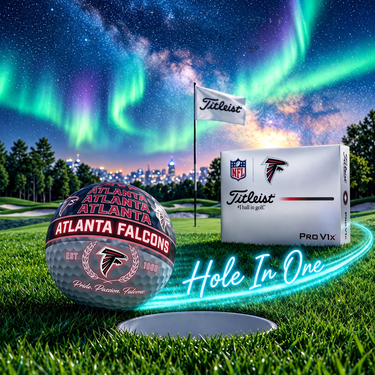 OFFICIAL TITLIEST X PREMIUM NFL AF 3D NEON GALAXY V3 PLUS GOLF BALL EDITION