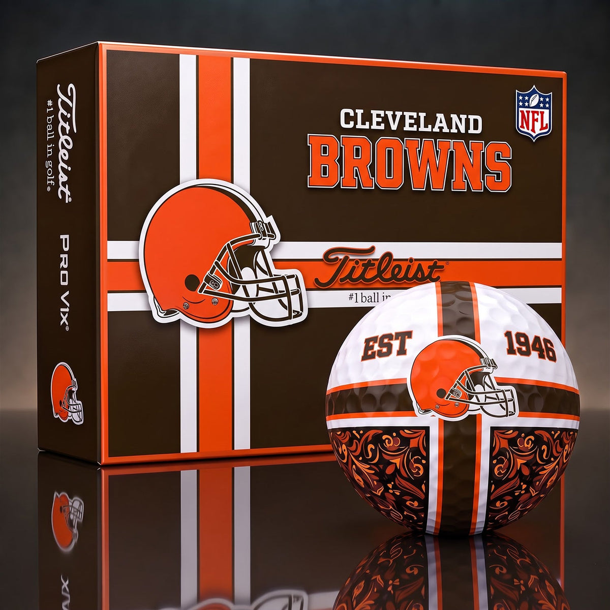 OFFICIAL TITLIEST X PREMIUM NFL CLE 3D GOLF BALL IN THE SHAPE OF A CROSS FOR FAN EDITION