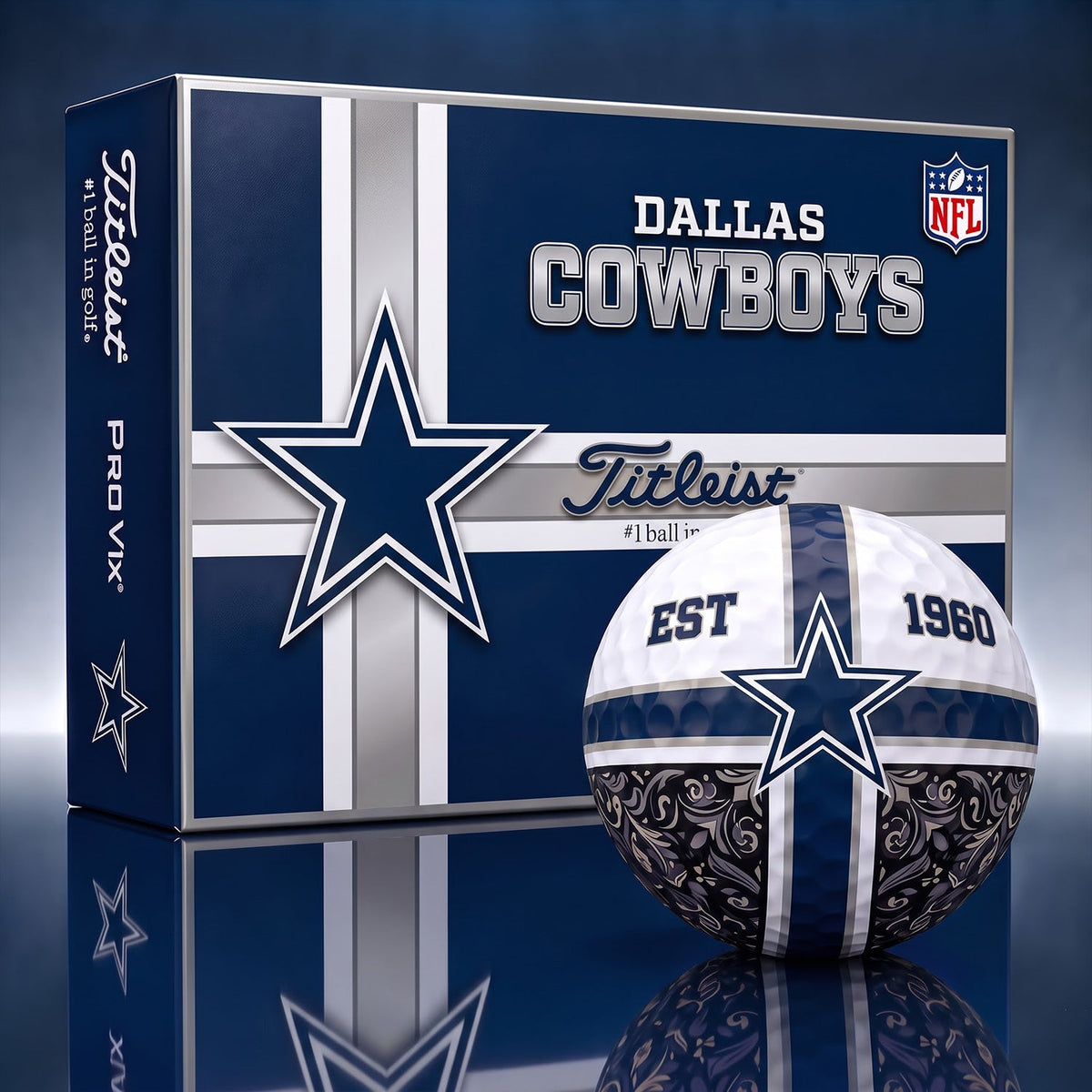 OFFICIAL TITLIEST X PREMIUM NFL DAL 3D GOLF BALL IN THE SHAPE OF A CROSS FOR FAN EDITION