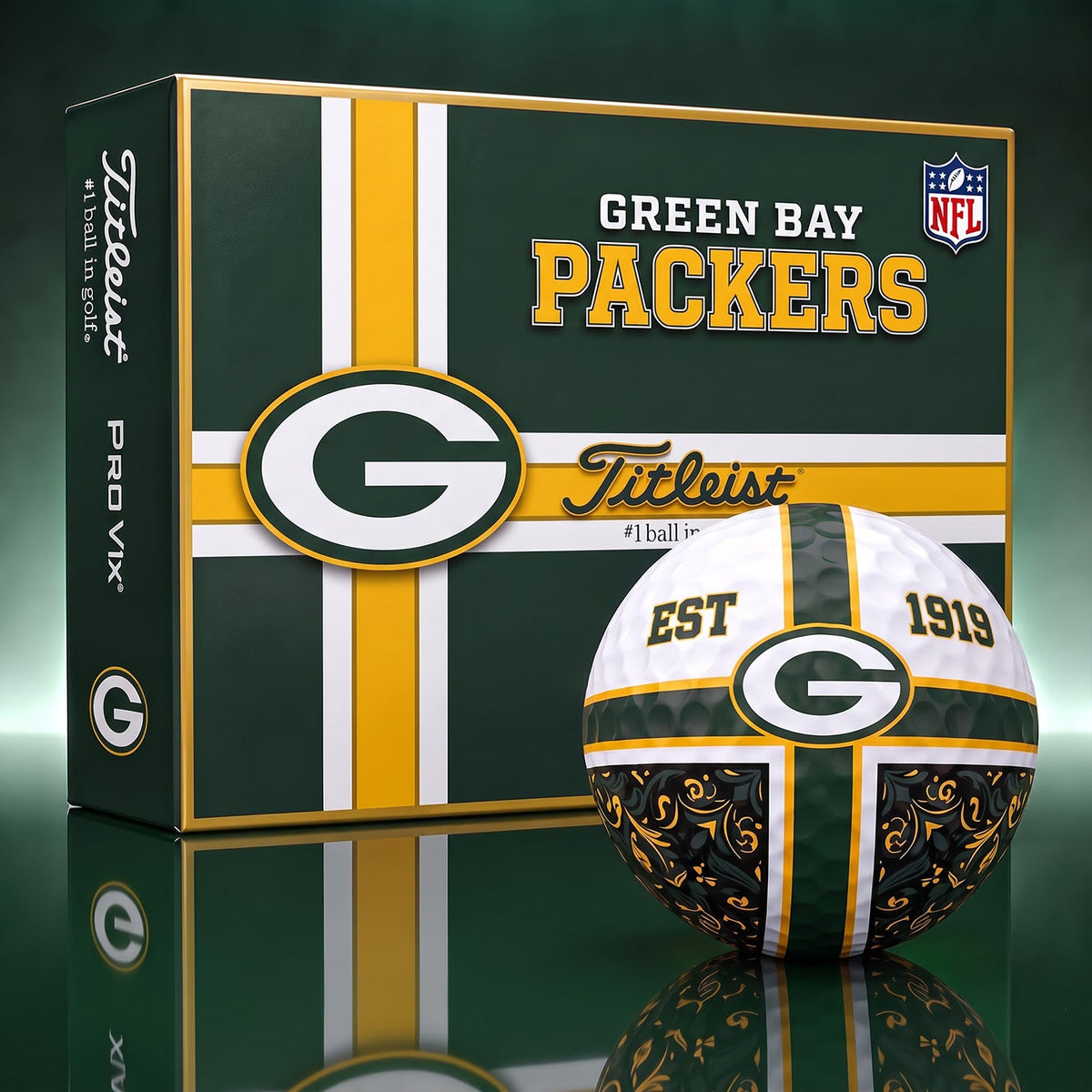OFFICIAL TITLIEST X PREMIUM NFL GB 3D GOLF BALL IN THE SHAPE OF A CROSS FOR FAN EDITION
