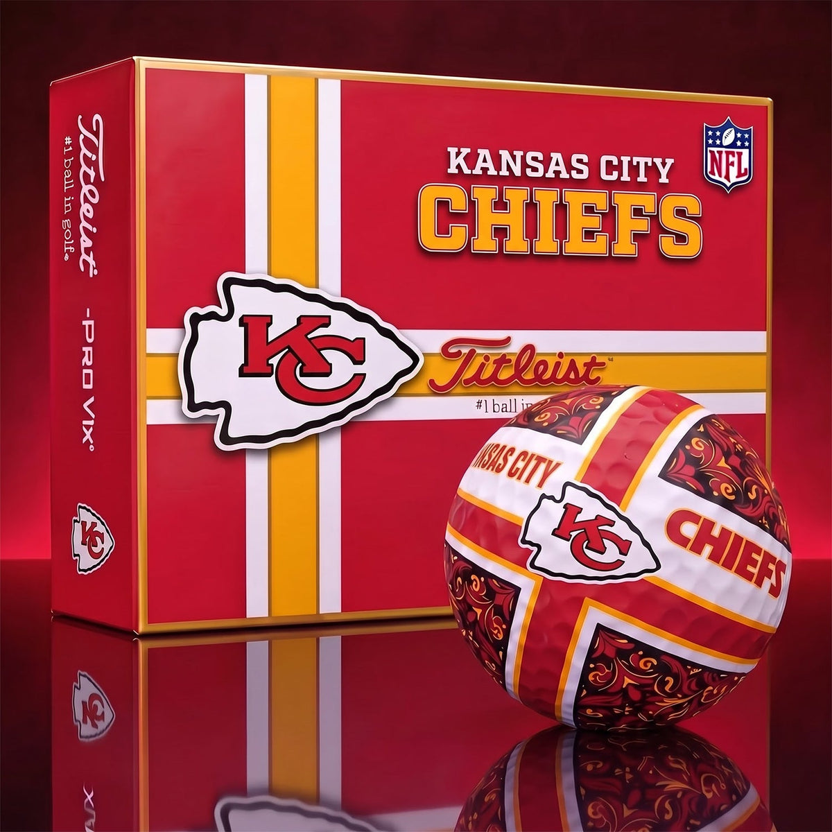 OFFICIAL TITLIEST X PREMIUM NFL KC 3D GOLF BALL IN THE SHAPE OF A CROSS FOR FAN EDITION V2