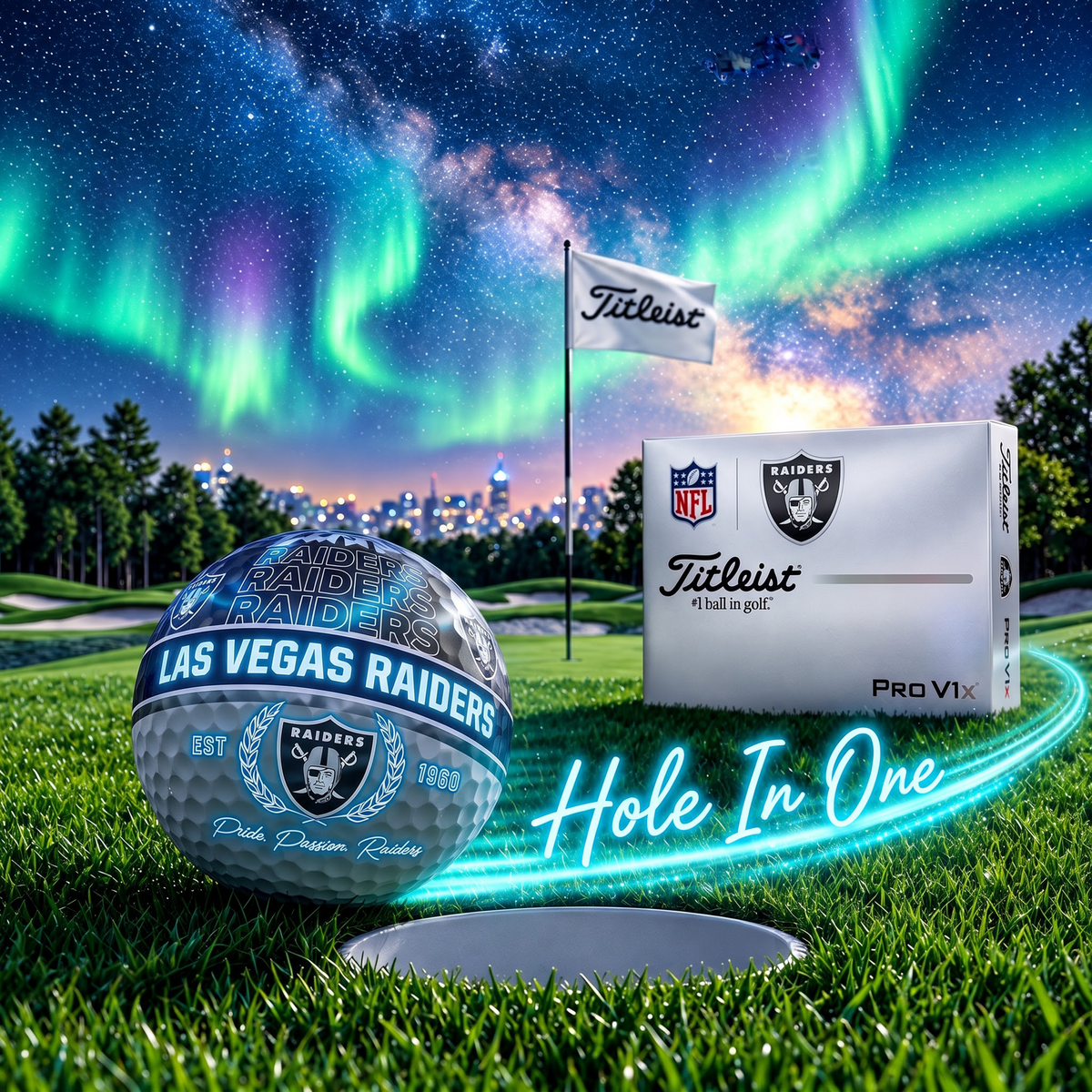 OFFICIAL TITLIEST X PREMIUM NFL LVR 3D NEON GALAXY V3 PLUS GOLF BALL EDITION