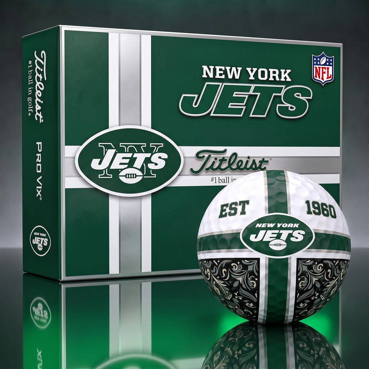 OFFICIAL TITLIEST X PREMIUM NFL NYJ 3D GOLF BALL IN THE SHAPE OF A CROSS FOR FAN EDITION