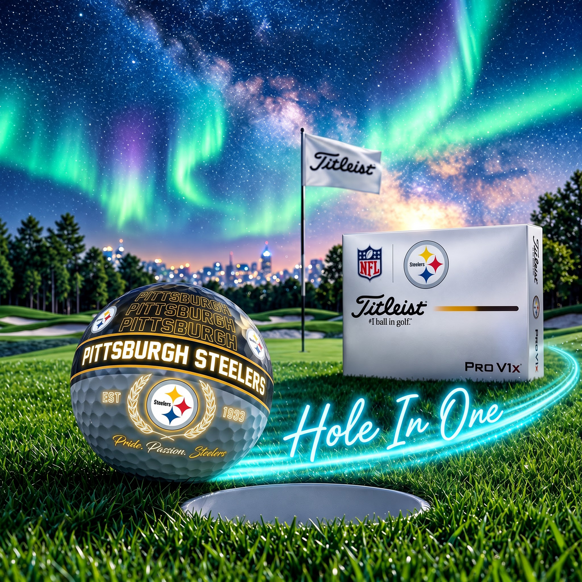 OFFICIAL TITLIEST X PREMIUM NFL PS 3D NEON GALAXY V3 PLUS GOLF BALL EDITION