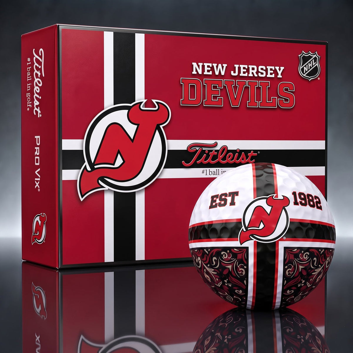 OFFICIAL TITLIEST X PREMIUM NHL NJD 3D GOLF BALL IN THE SHAPE OF A CROSS FOR FAN EDITION