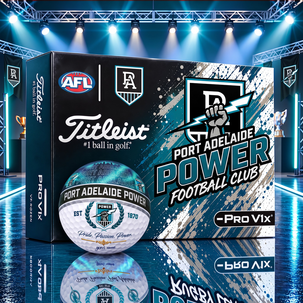 OFFICIAL TITLIEST X SIGNATURE AFL PA BESPOKE NAME 3D GALAXY SKYLINE IN NIGHT GOFT BALL EDITION