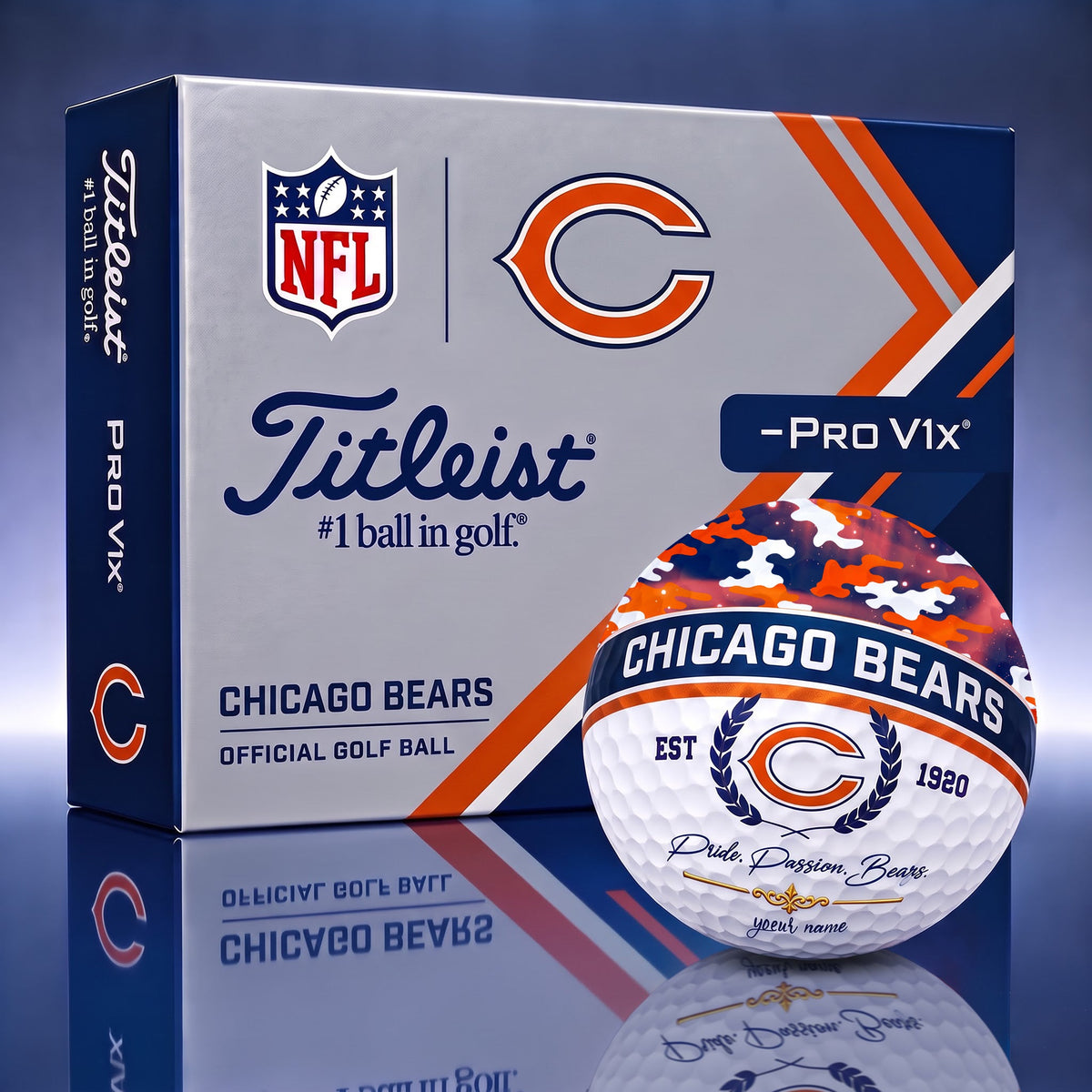 OFFICIAL TITLIEST X SIGNATURE NFL CHI BESPOKE NAME 3D CAMO GOLF BALL SET LIMITED EDITION