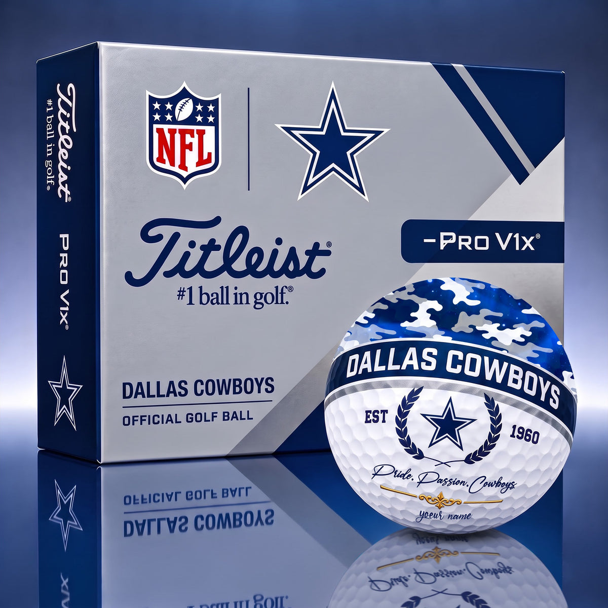 OFFICIAL TITLIEST X SIGNATURE NFL DAL BESPOKE NAME 3D CAMO GOLF BALL SET LIMITED EDITION