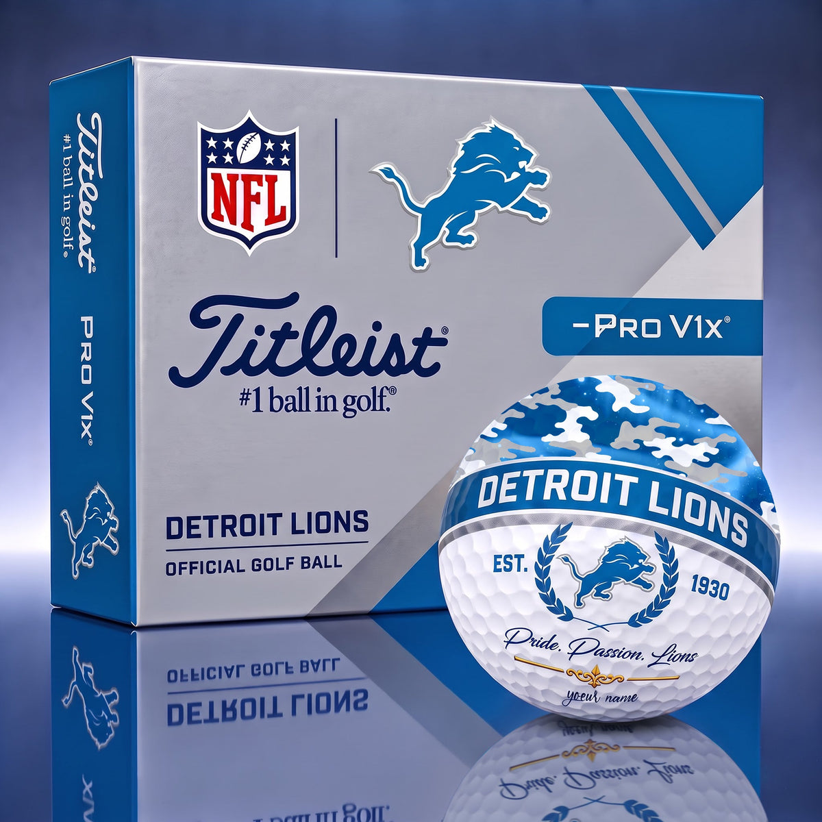 OFFICIAL TITLIEST X SIGNATURE NFL DET BESPOKE NAME 3D CAMO GOLF BALL SET LIMITED EDITION