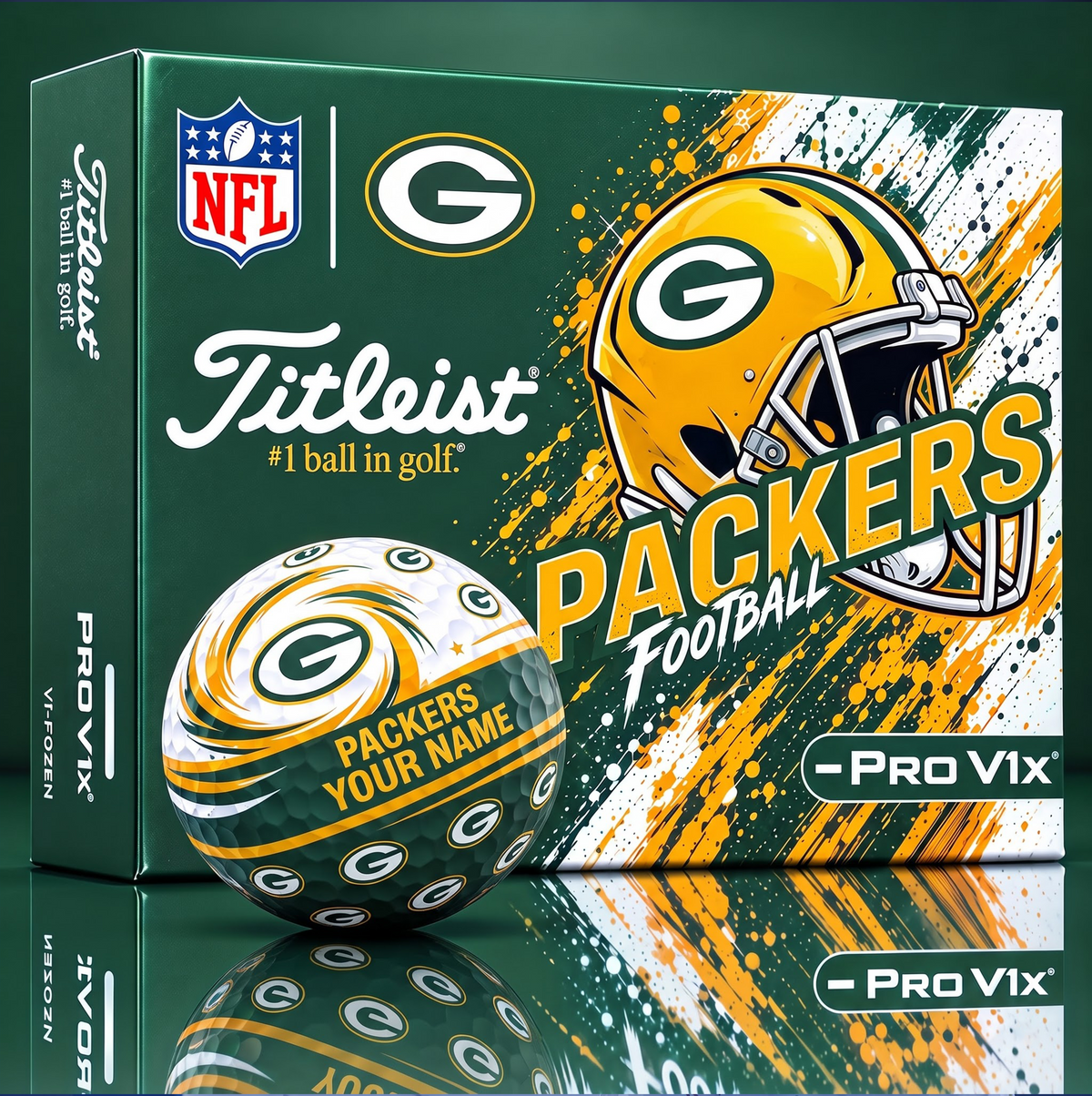 OFFICIAL TITLIEST X SIGNATURE NFL GBP BESPOKE NAME NEON GOLF BALL LIMITED EDITION V6