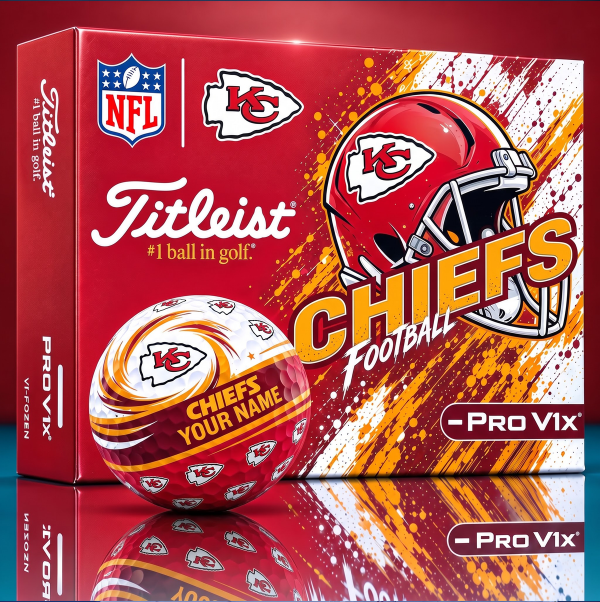 OFFICIAL TITLIEST X SIGNATURE NFL KCC BESPOKE NAME NEON GOLF BALL LIMITED EDITION V6