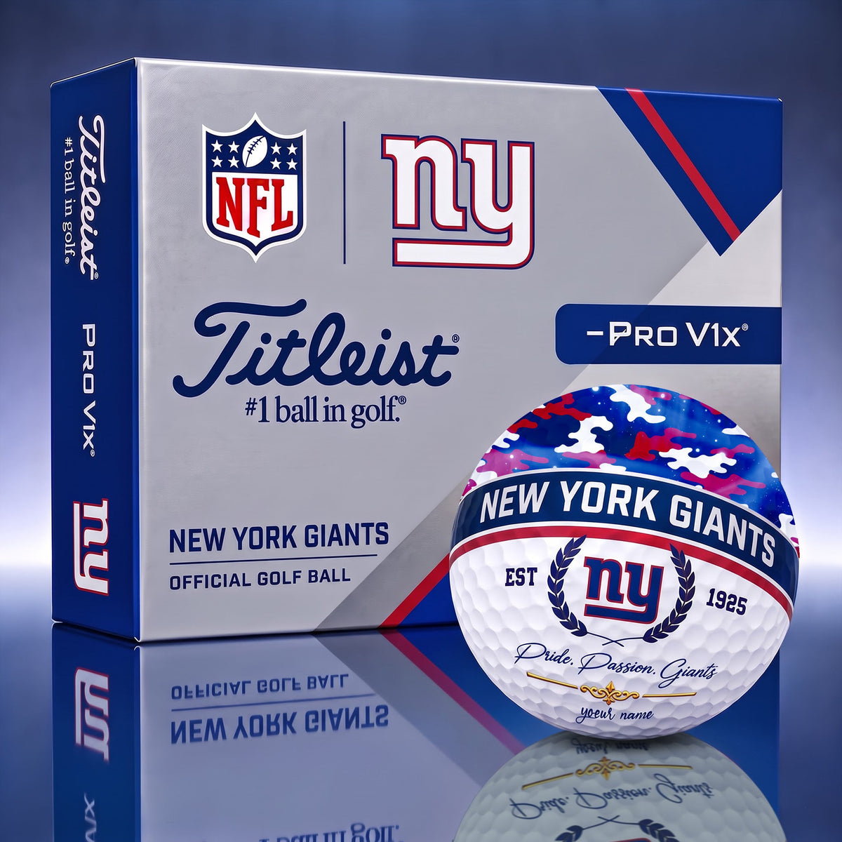 OFFICIAL TITLIEST X SIGNATURE NFL NYG BESPOKE NAME 3D CAMO GOLF BALL SET LIMITED EDITION