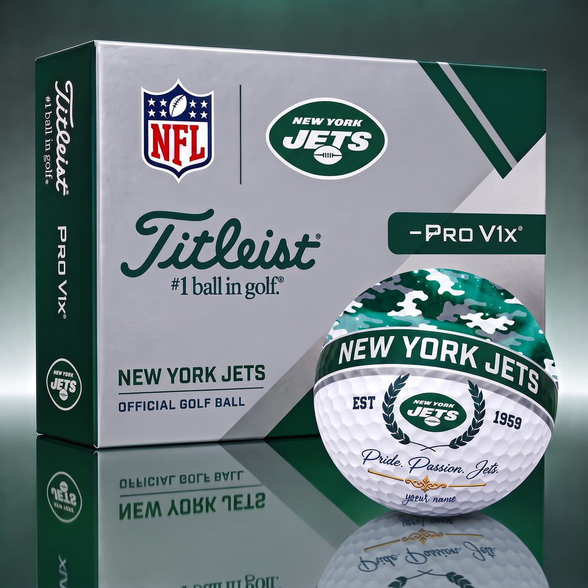 OFFICIAL TITLIEST X SIGNATURE NFL NYJ BESPOKE NAME 3D CAMO GOLF BALL SET LIMITED EDITION