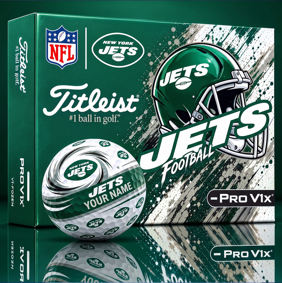 OFFICIAL TITLIEST X SIGNATURE NFL NYJ BESPOKE NAME NEON GOLF BALL LIMITED EDITION V6