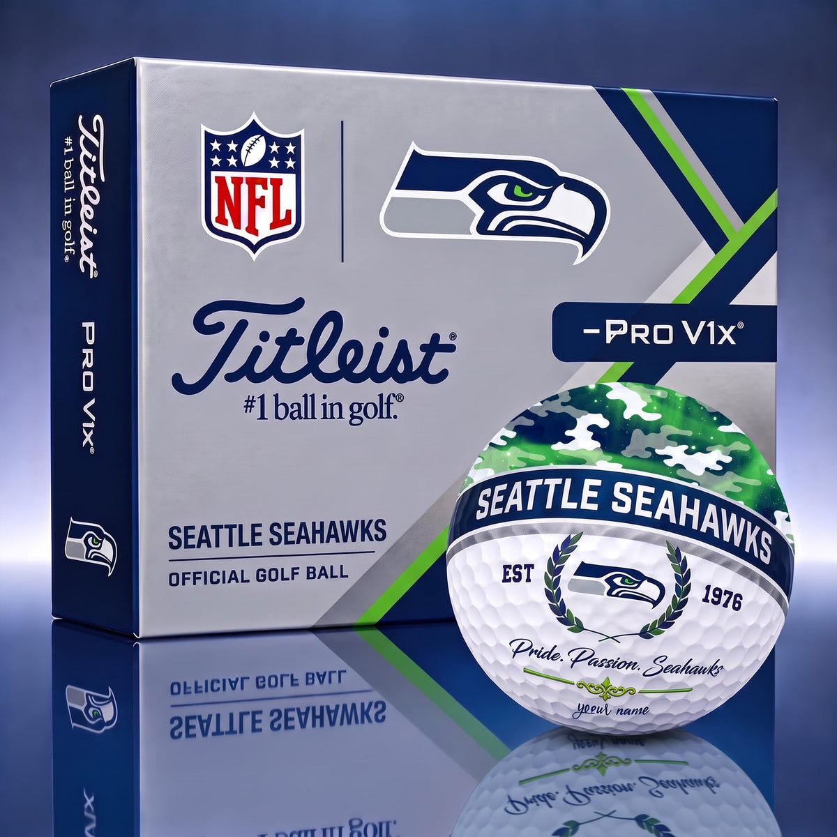 OFFICIAL TITLIEST X SIGNATURE NFL SEA BESPOKE NAME 3D CAMO GOLF BALL SET LIMITED EDITION
