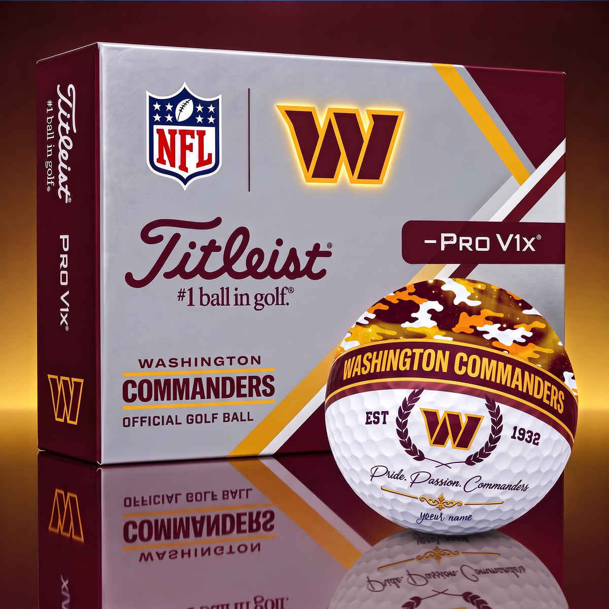OFFICIAL TITLIEST X SIGNATURE NFL WAS BESPOKE NAME 3D CAMO GOLF BALL SET LIMITED EDITION